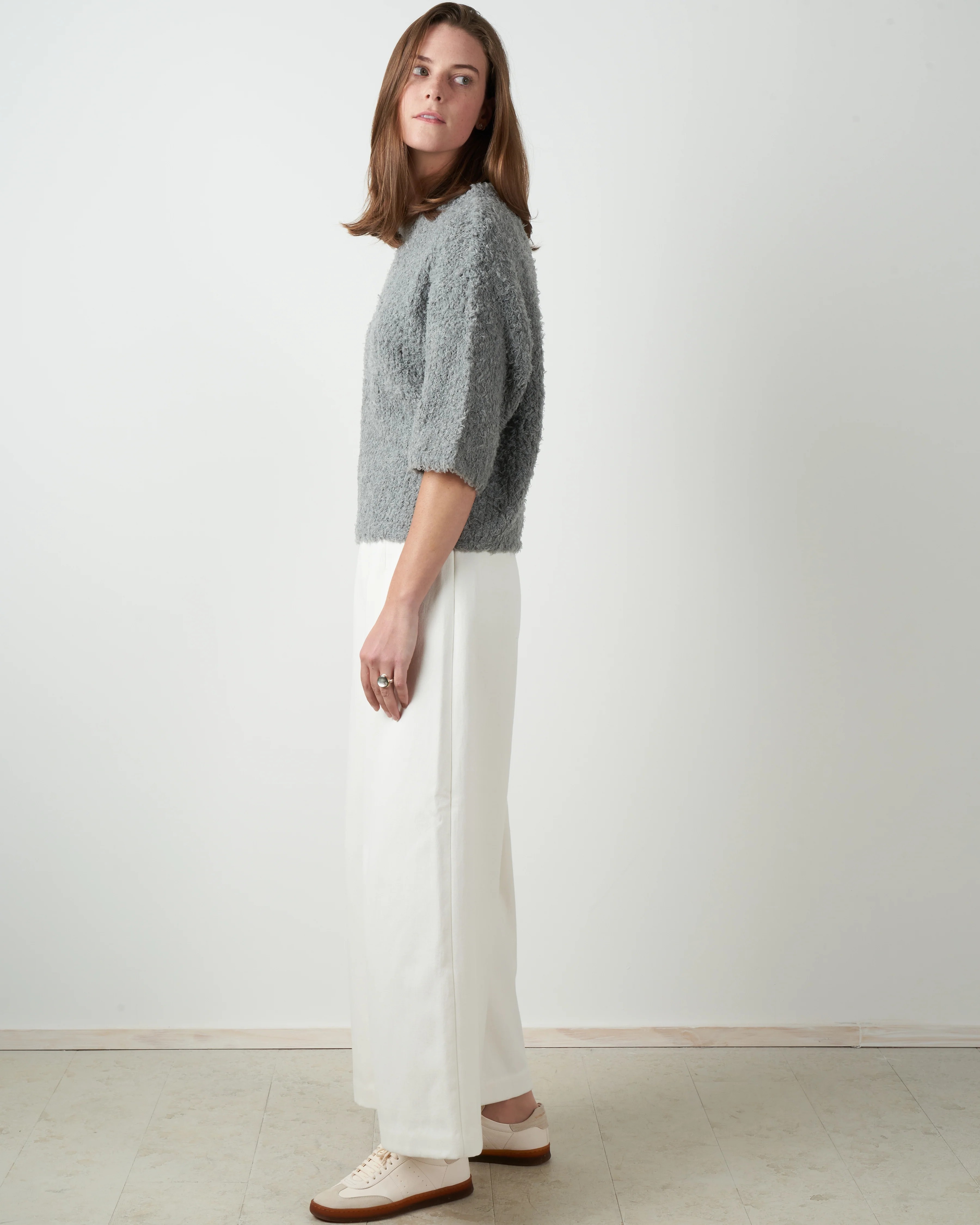 curly mid sleeve sweater - grey - Image 4