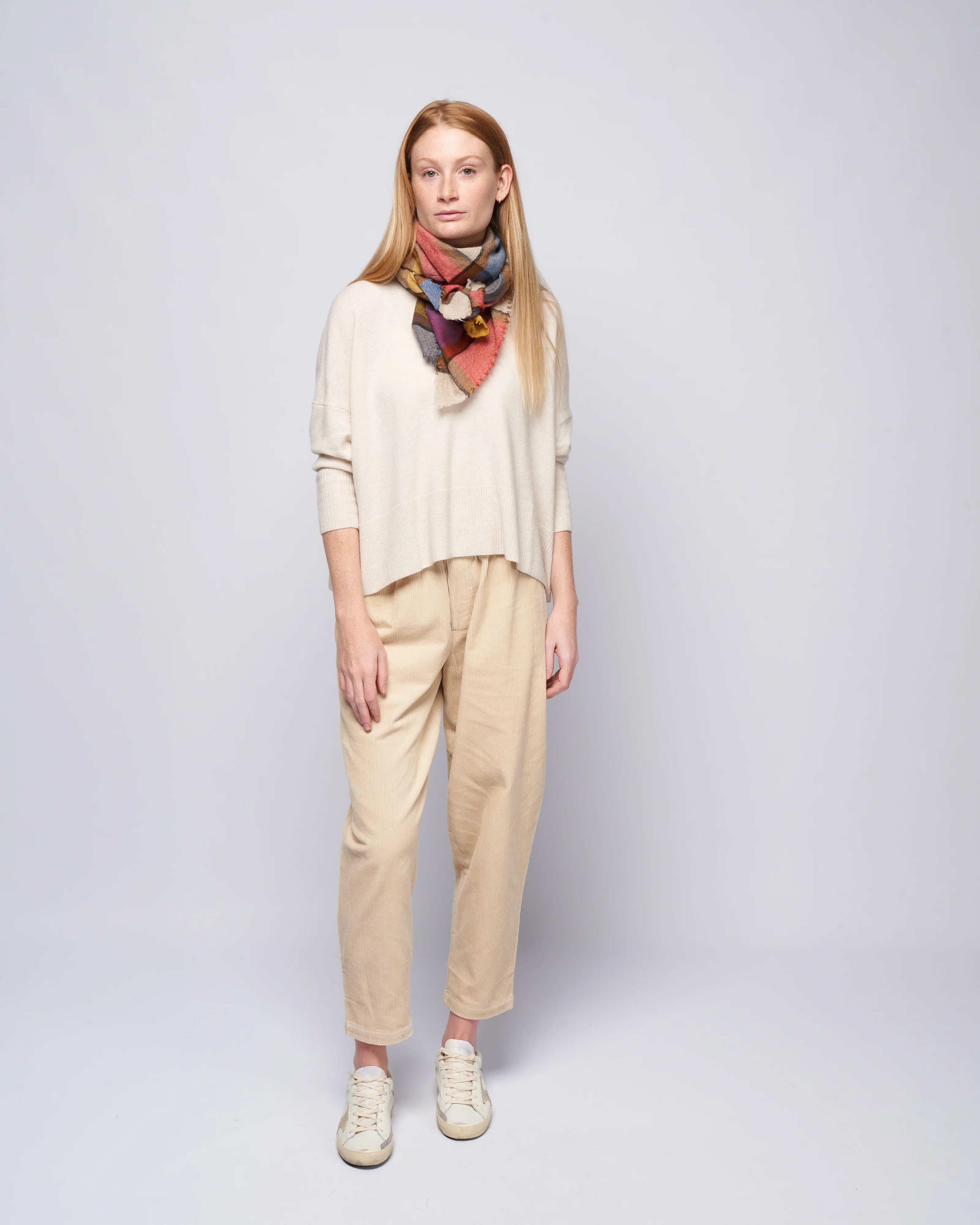 elastic pull-up trouser- corduroy - antique white - Image 2