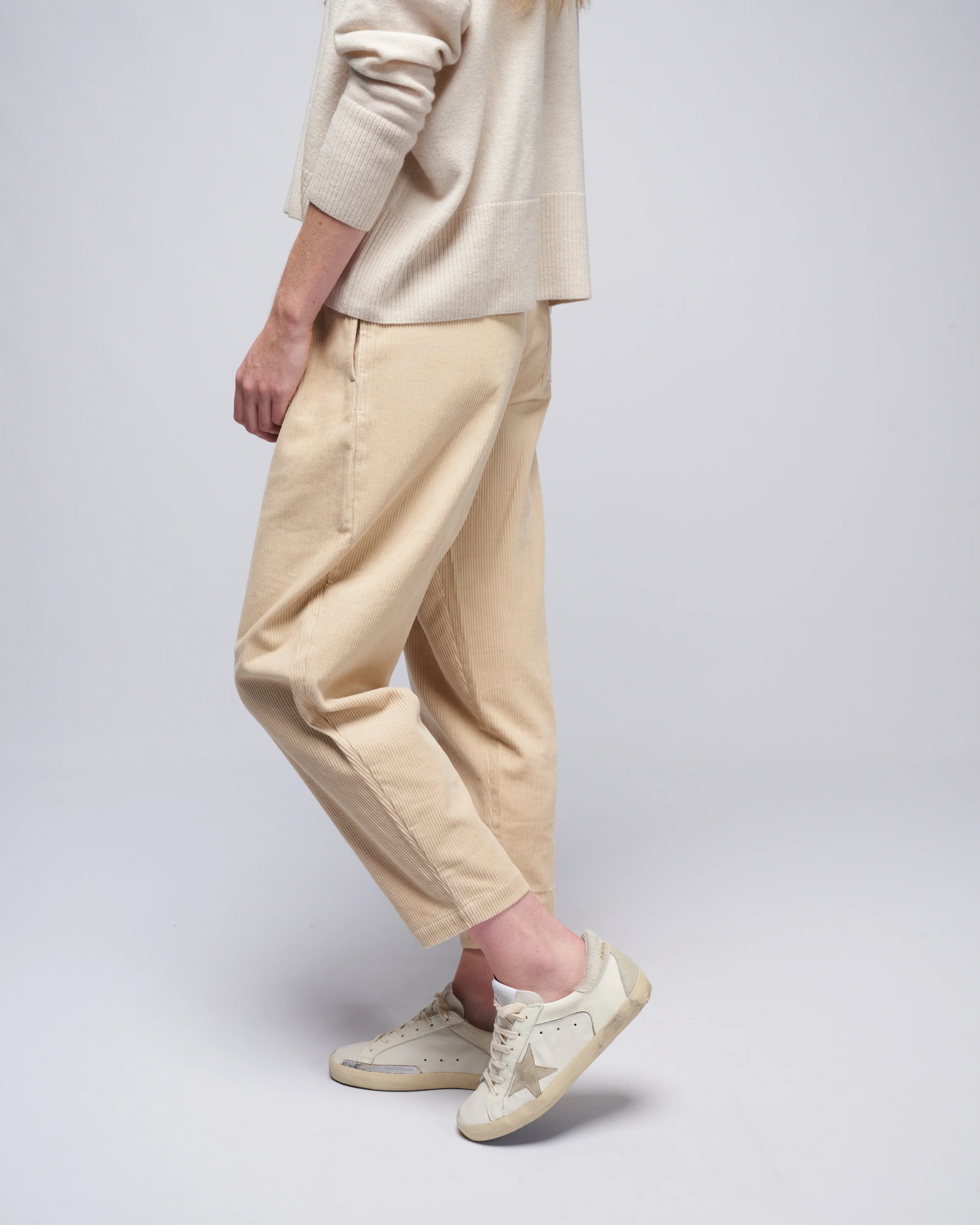 elastic pull-up trouser- corduroy - antique white - Image 3