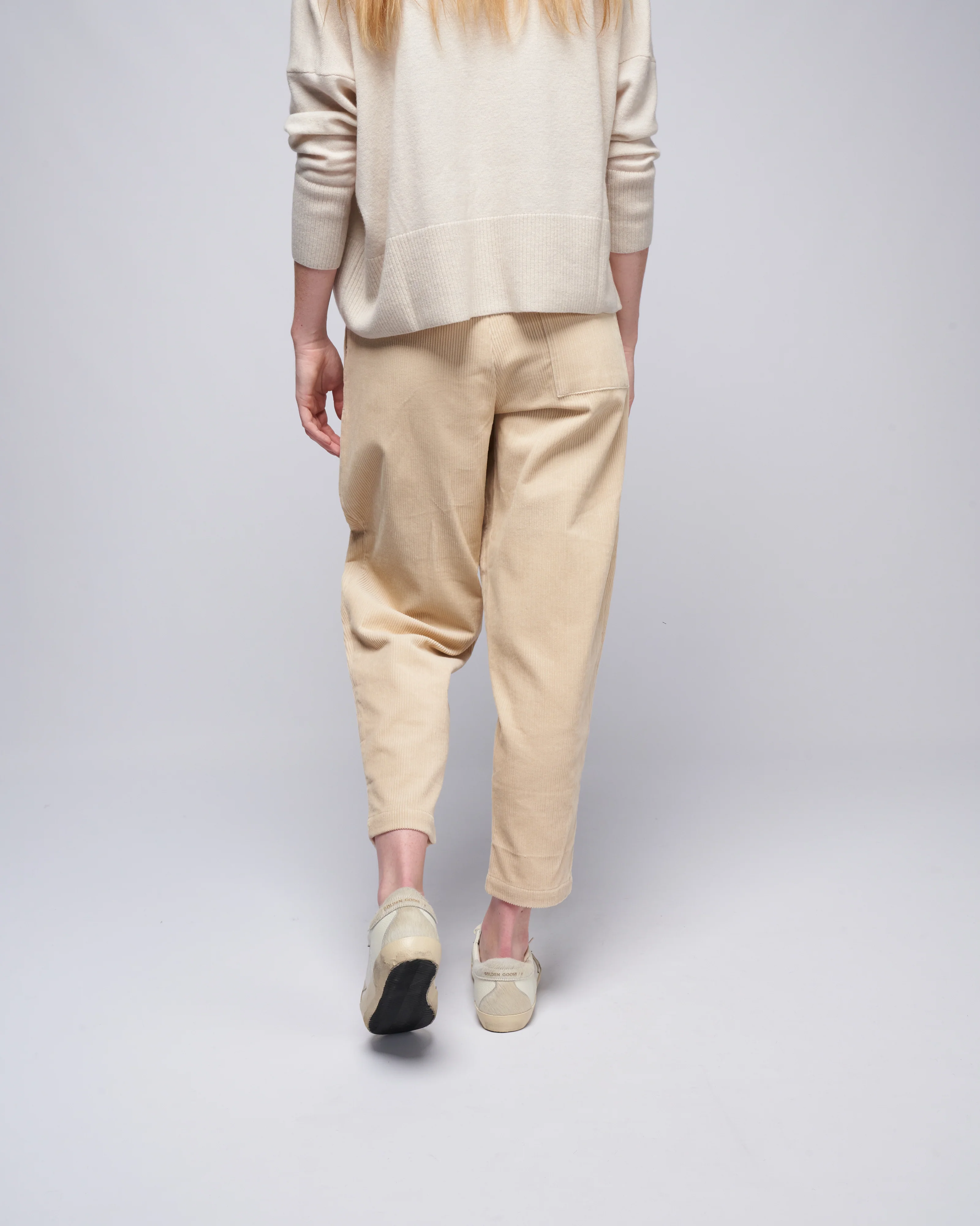 elastic pull-up trouser- corduroy - antique white - Image 4