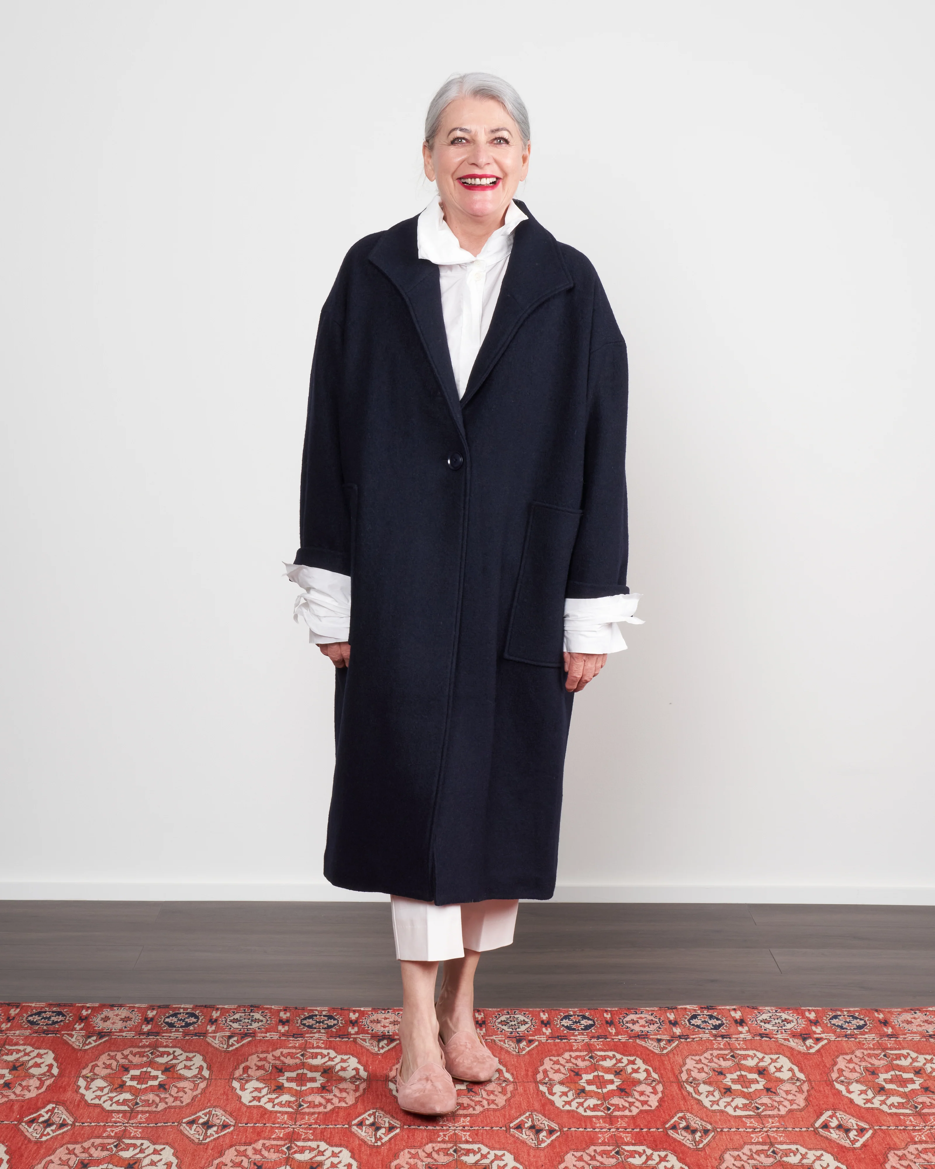 fall wool coat - navy - Image 2