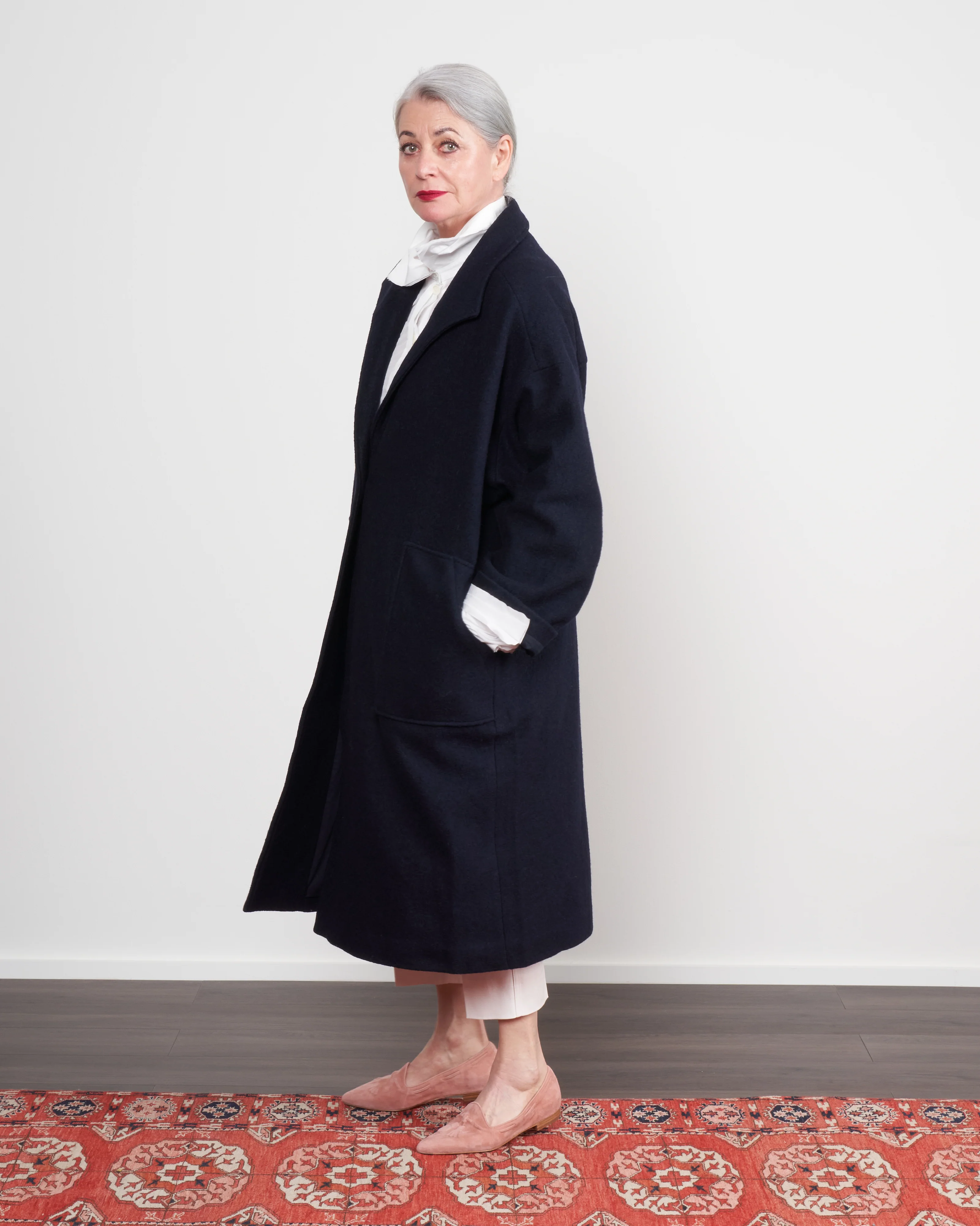 fall wool coat - navy - Image 3