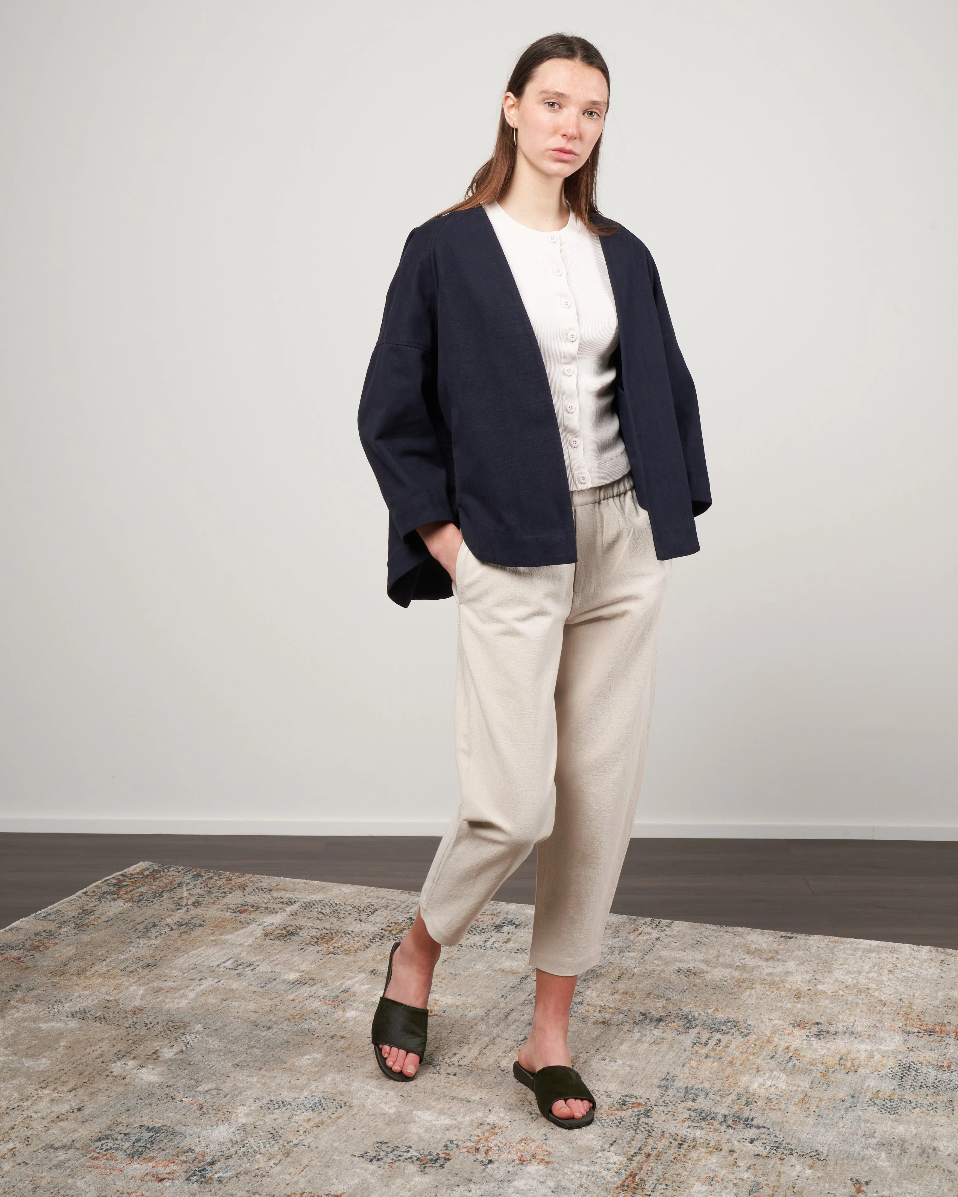 lantern sleeves jacket - navy - Image 2