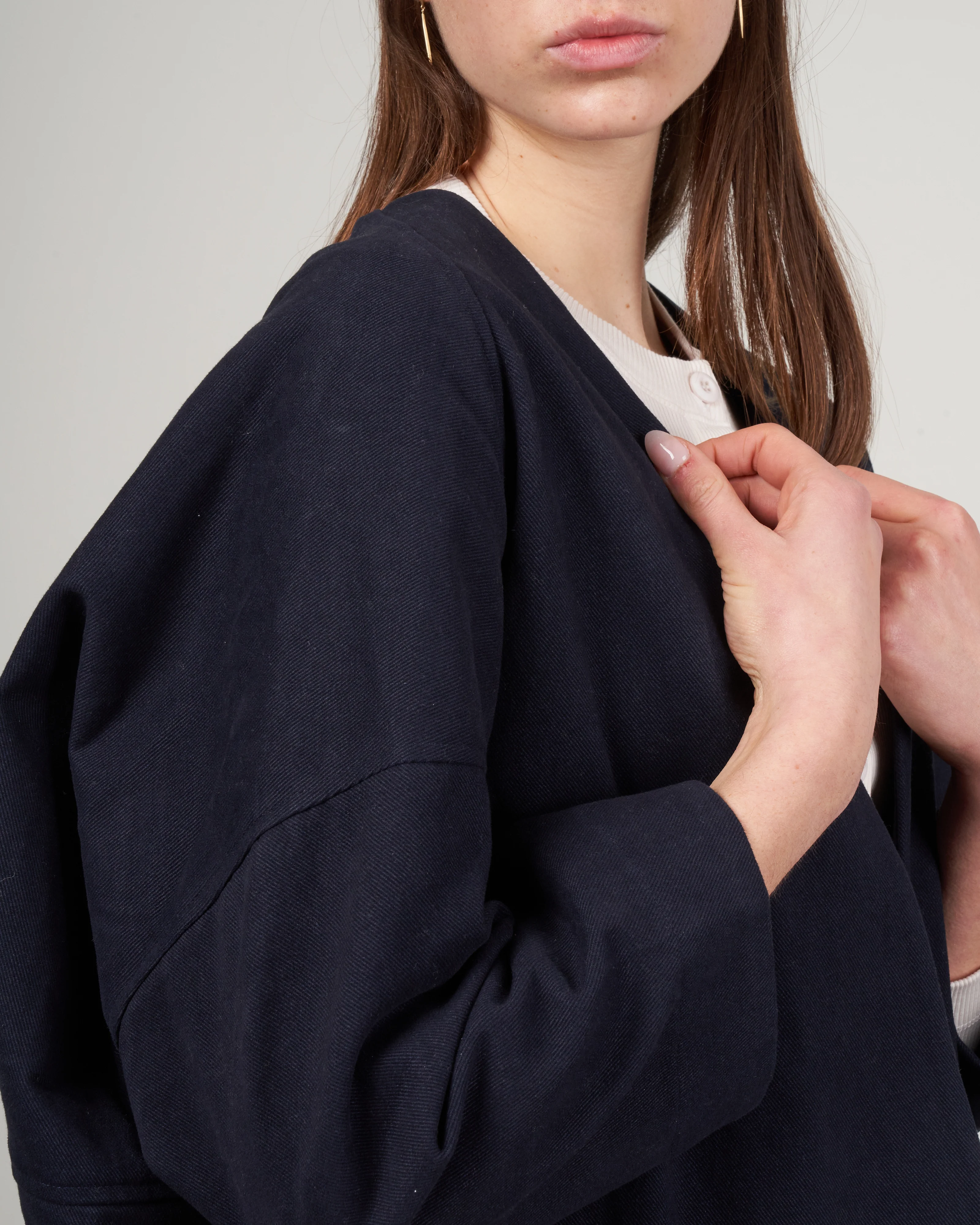 lantern sleeves jacket - navy - Image 5
