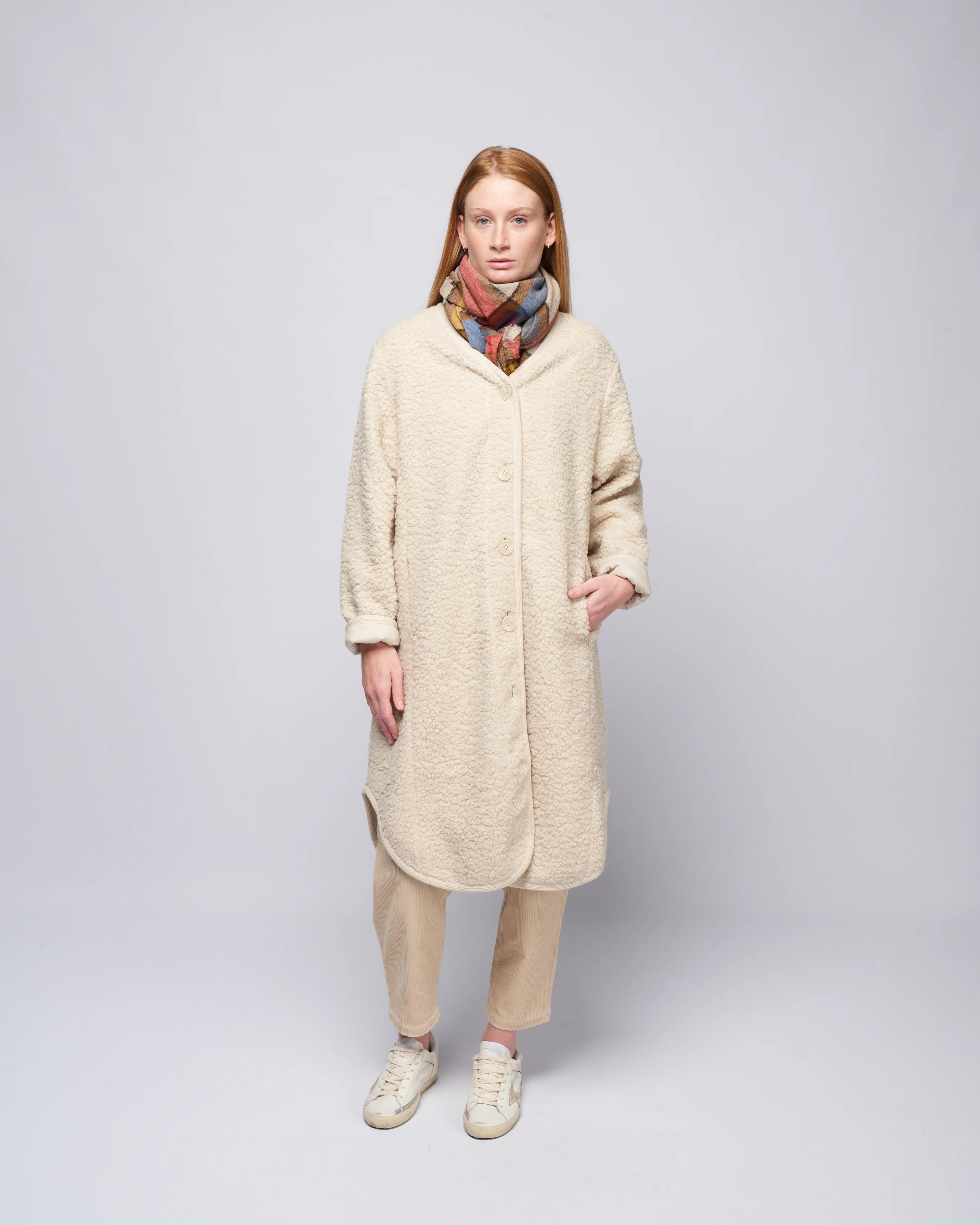 long curly jacket - dove - Image 3
