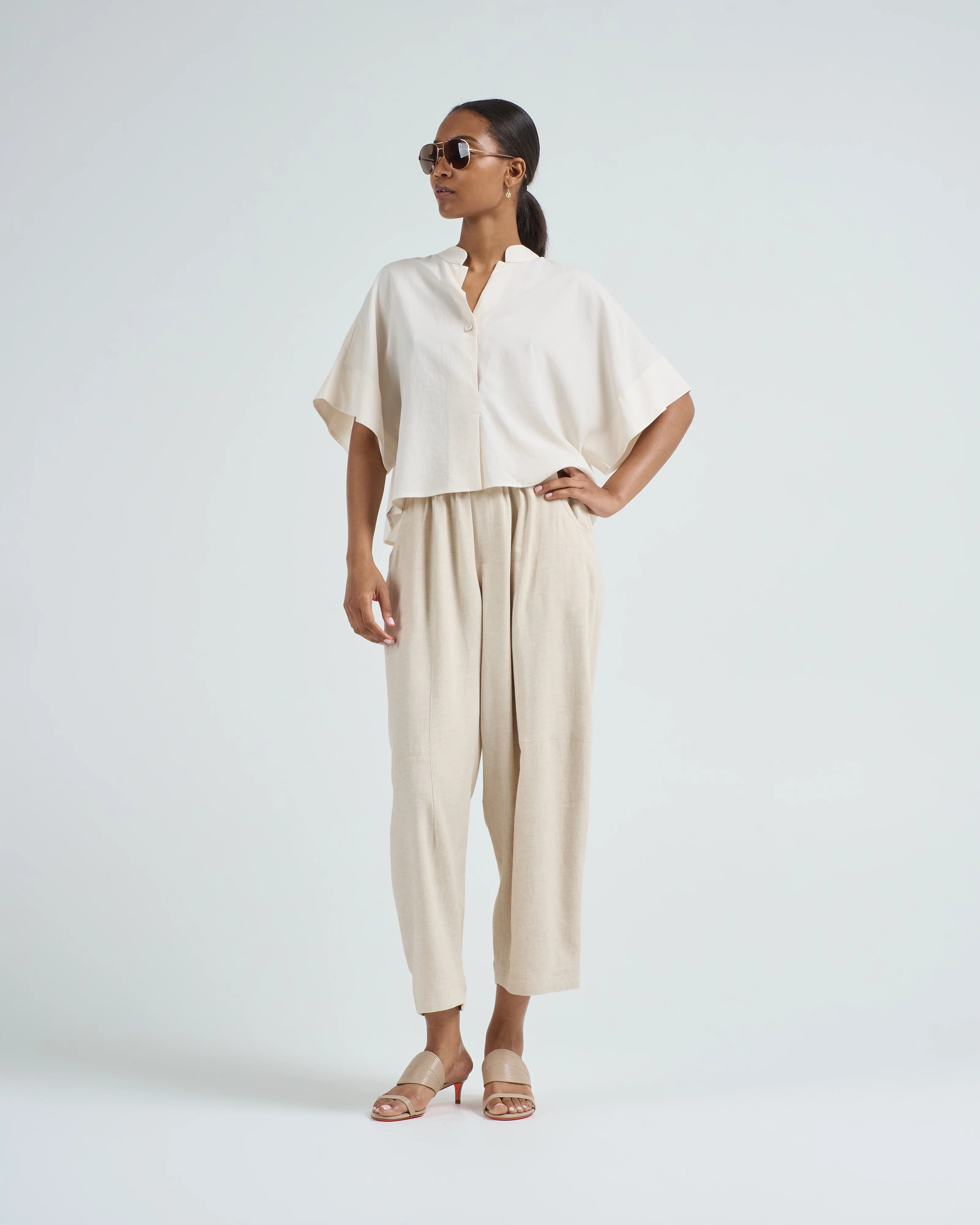 mandarin cocoon short sleeve shirt - Image 2