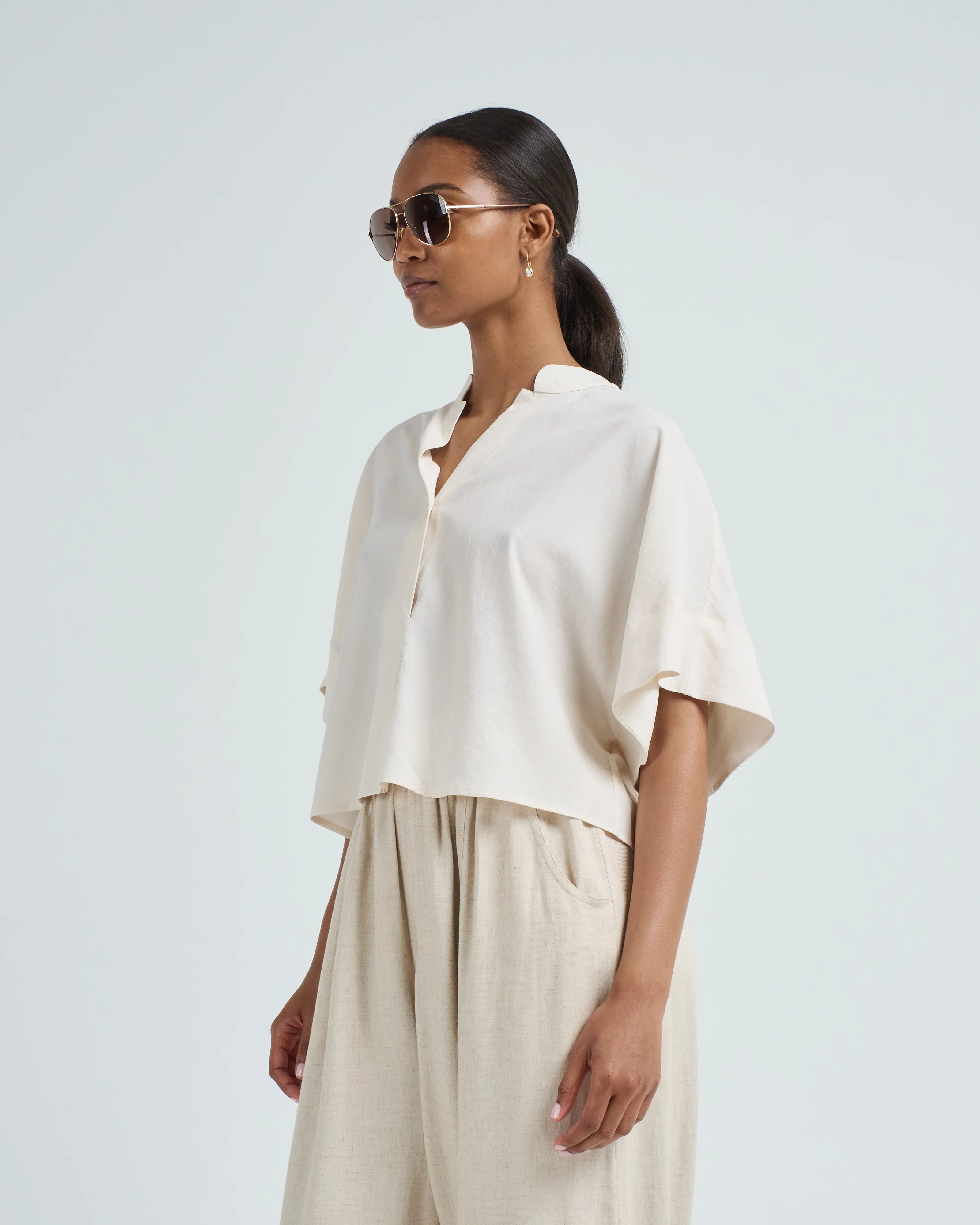 mandarin cocoon short sleeve shirt - Image 3