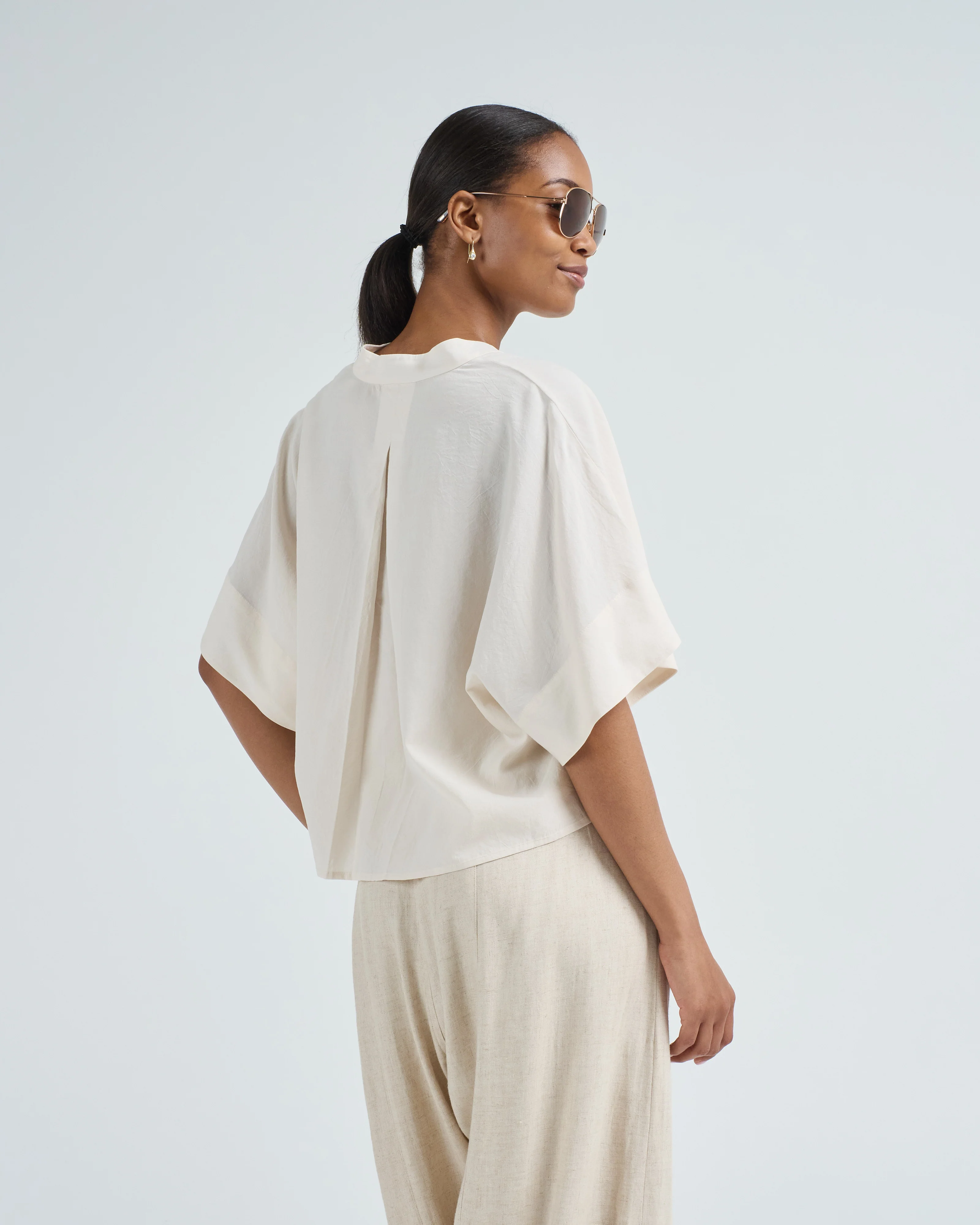 mandarin cocoon short sleeve shirt - Image 4