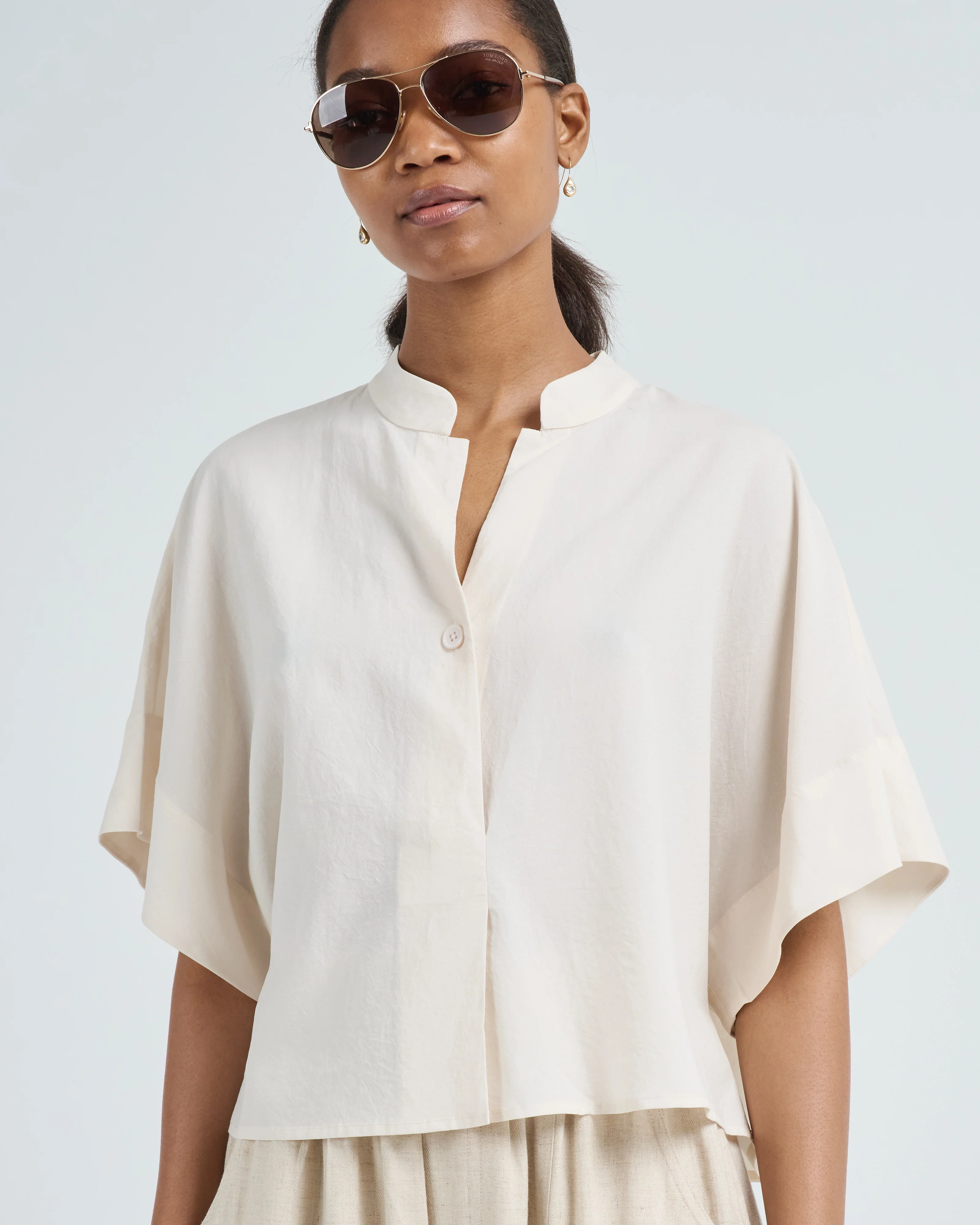 mandarin cocoon short sleeve shirt - Image 5