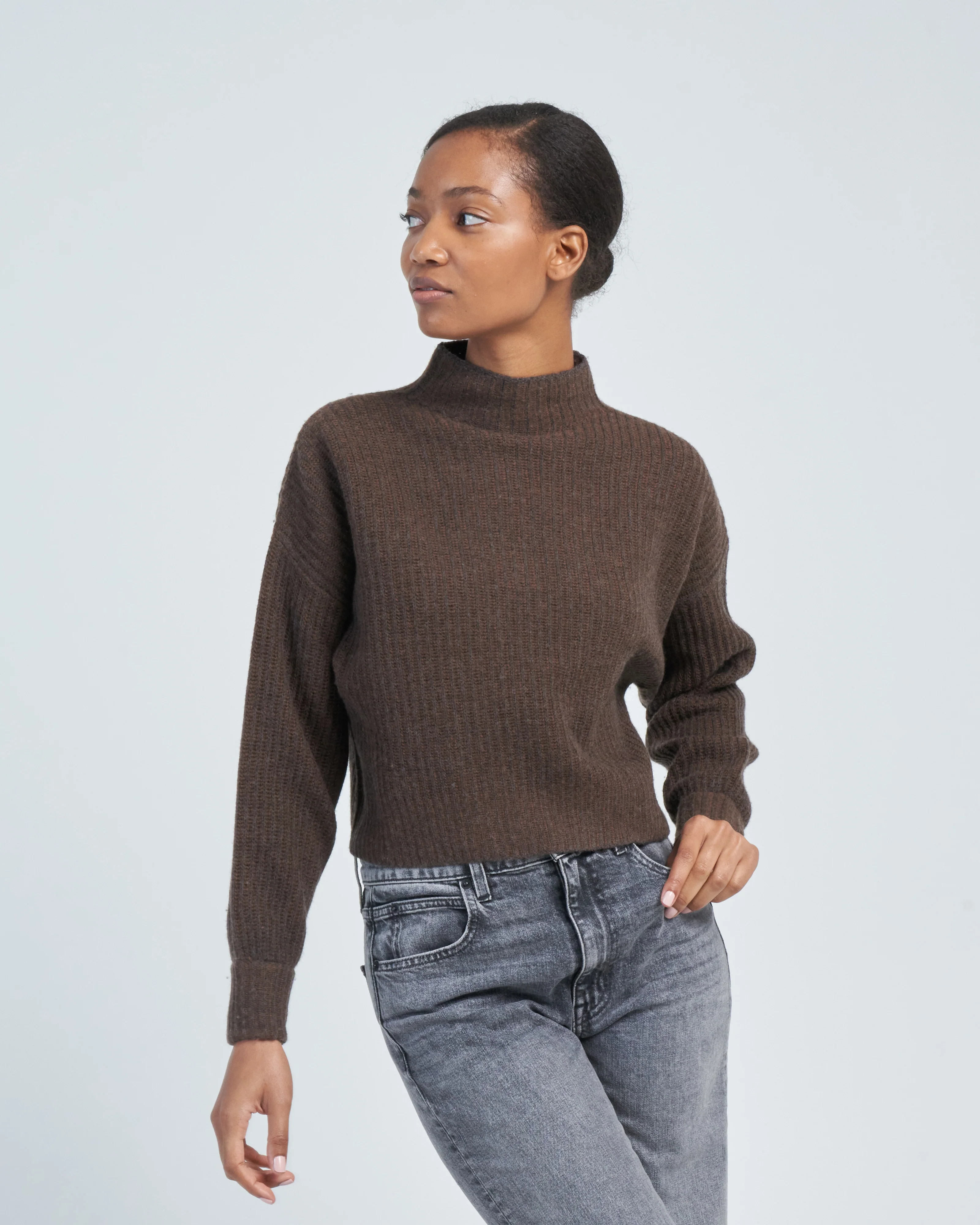 merino stripe rib mock sweater - Image 2