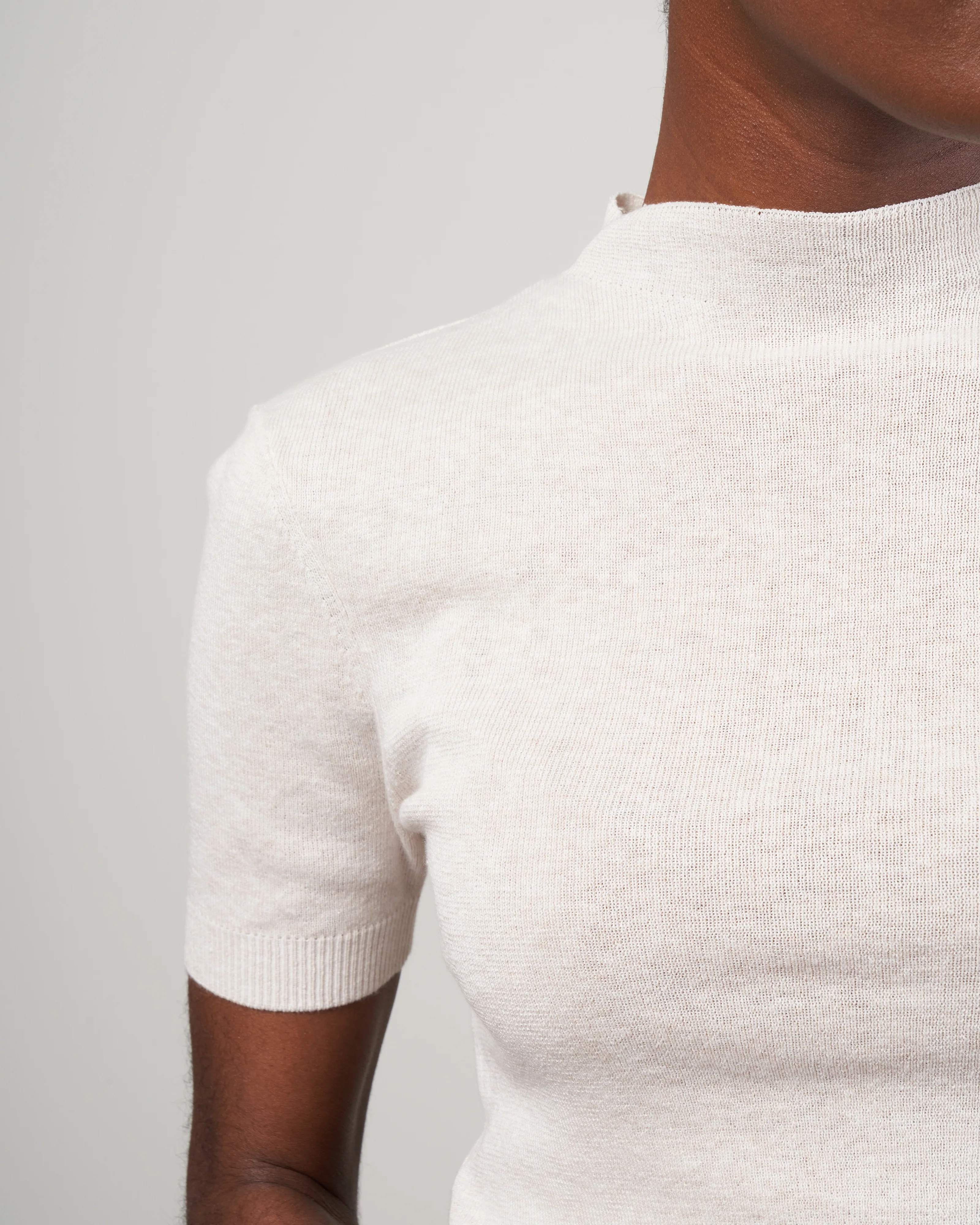 mockneck linen neck top - dove - Image 5