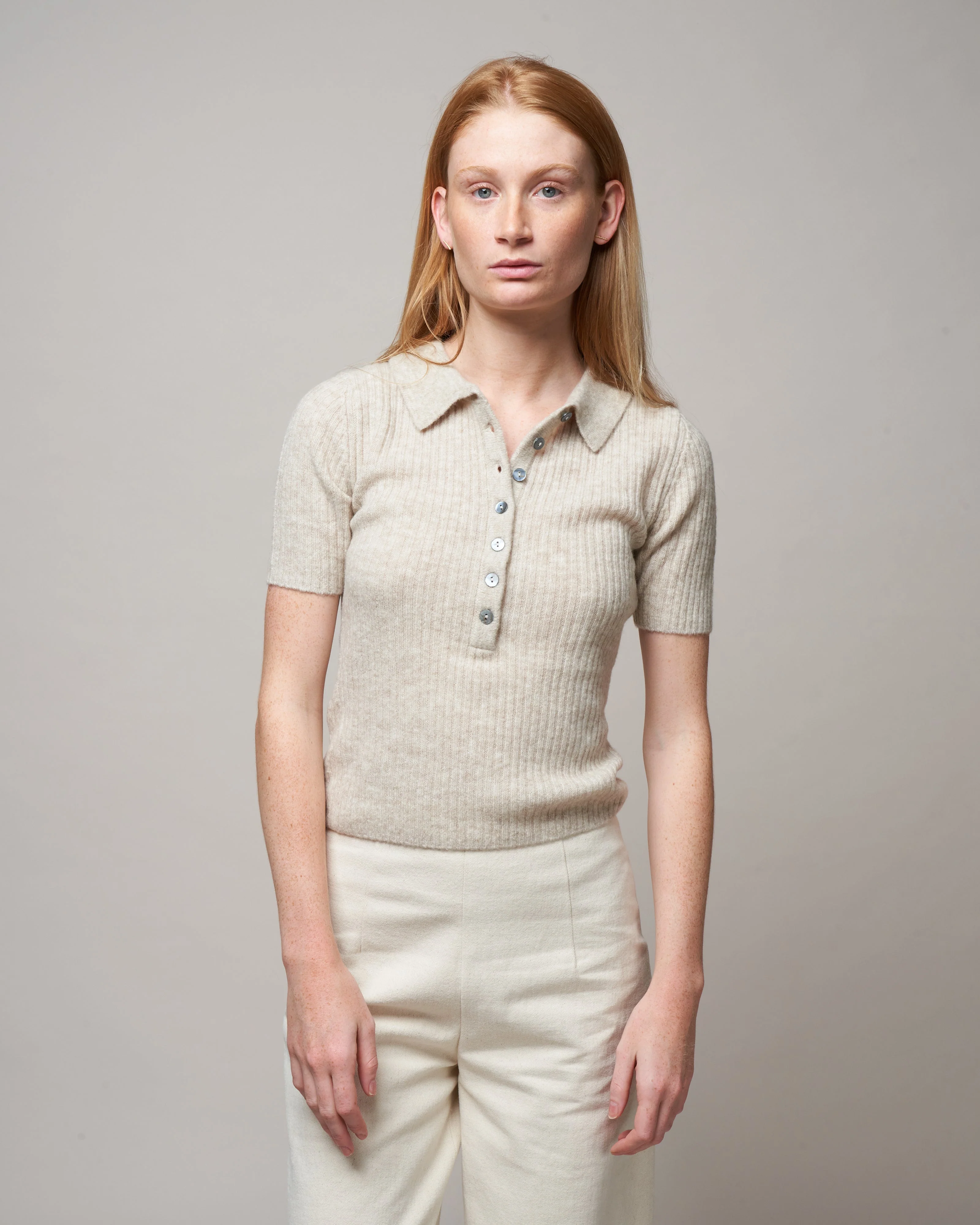 molly collared short sleeve - heather dove k001