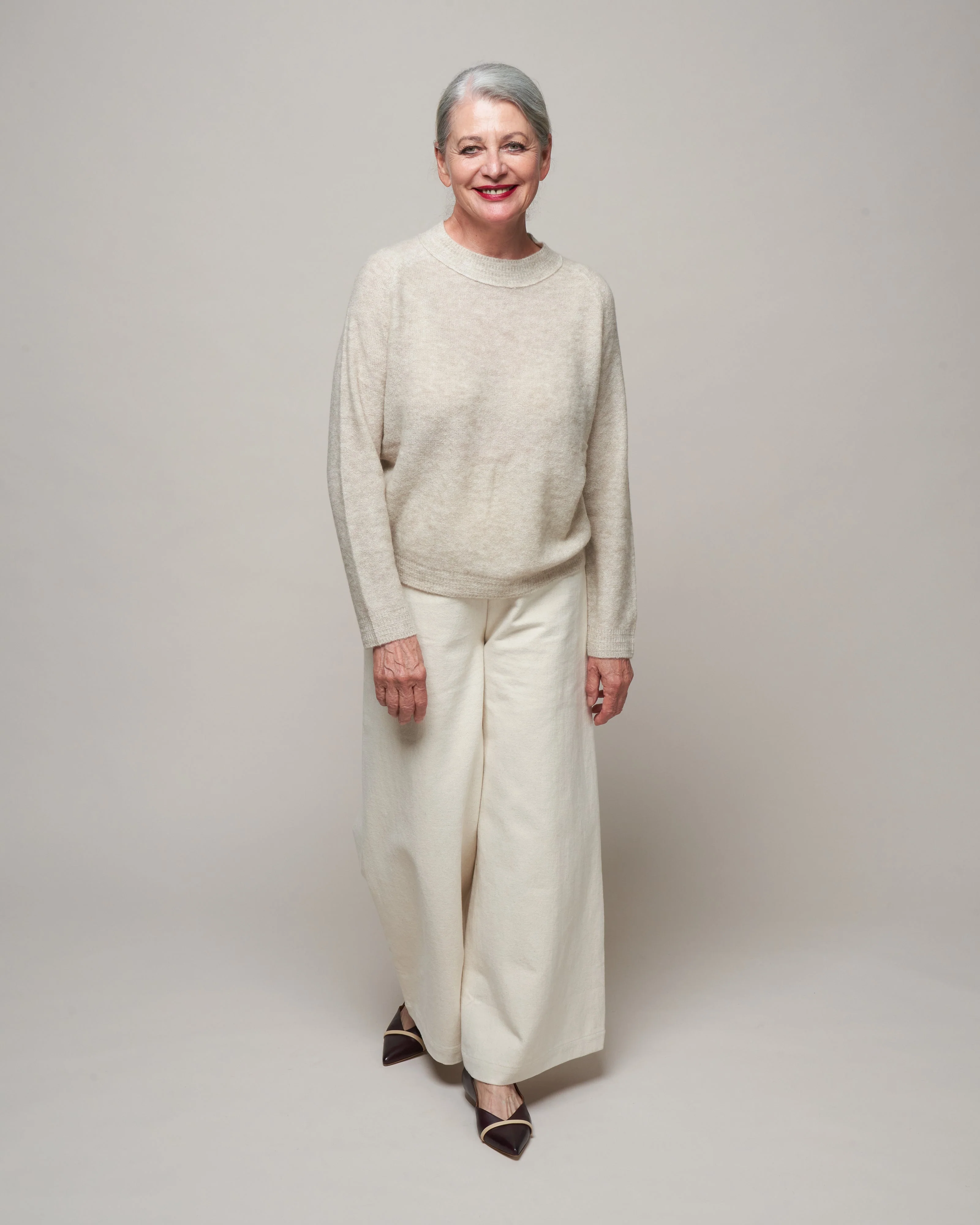 molly long sleeve cropped sweater - heather dove - Image 2