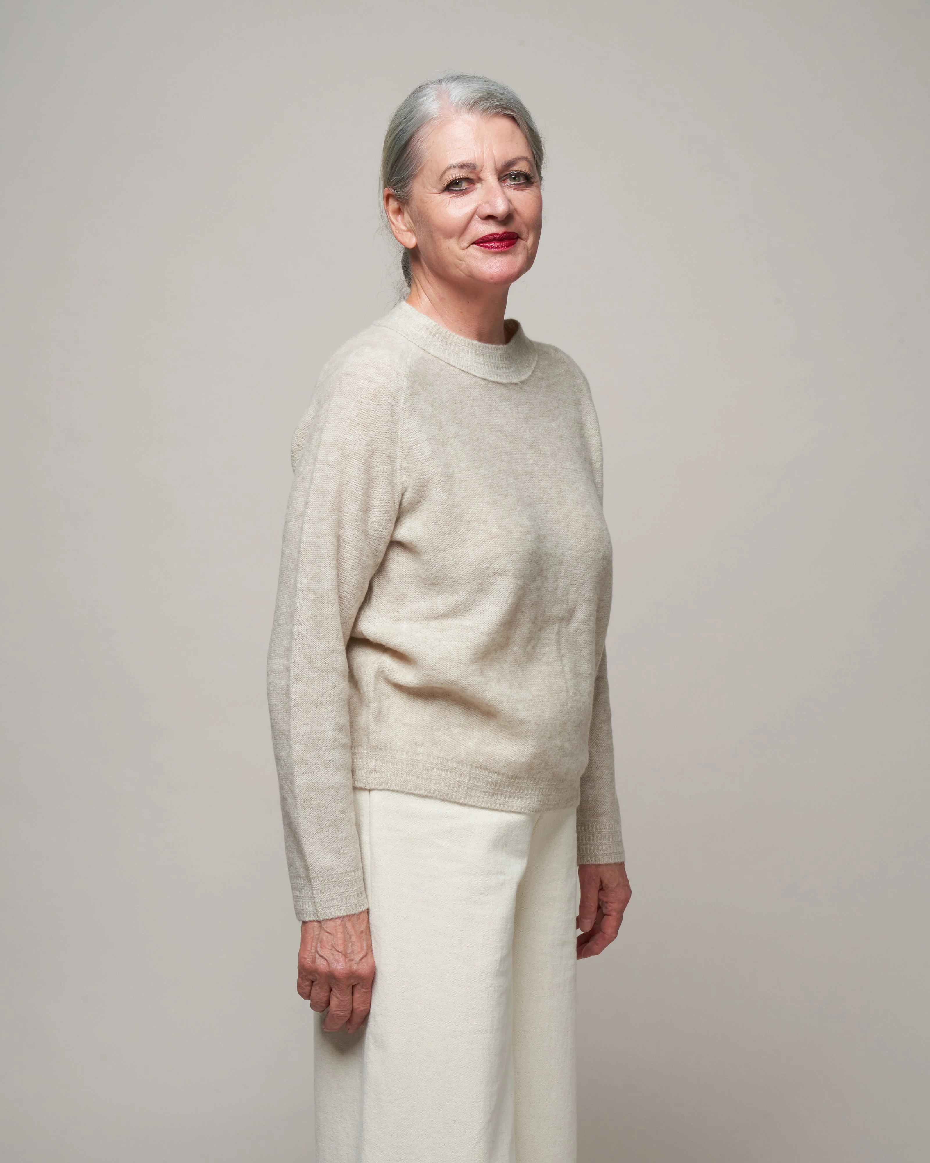 molly long sleeve cropped sweater - heather dove - Image 3