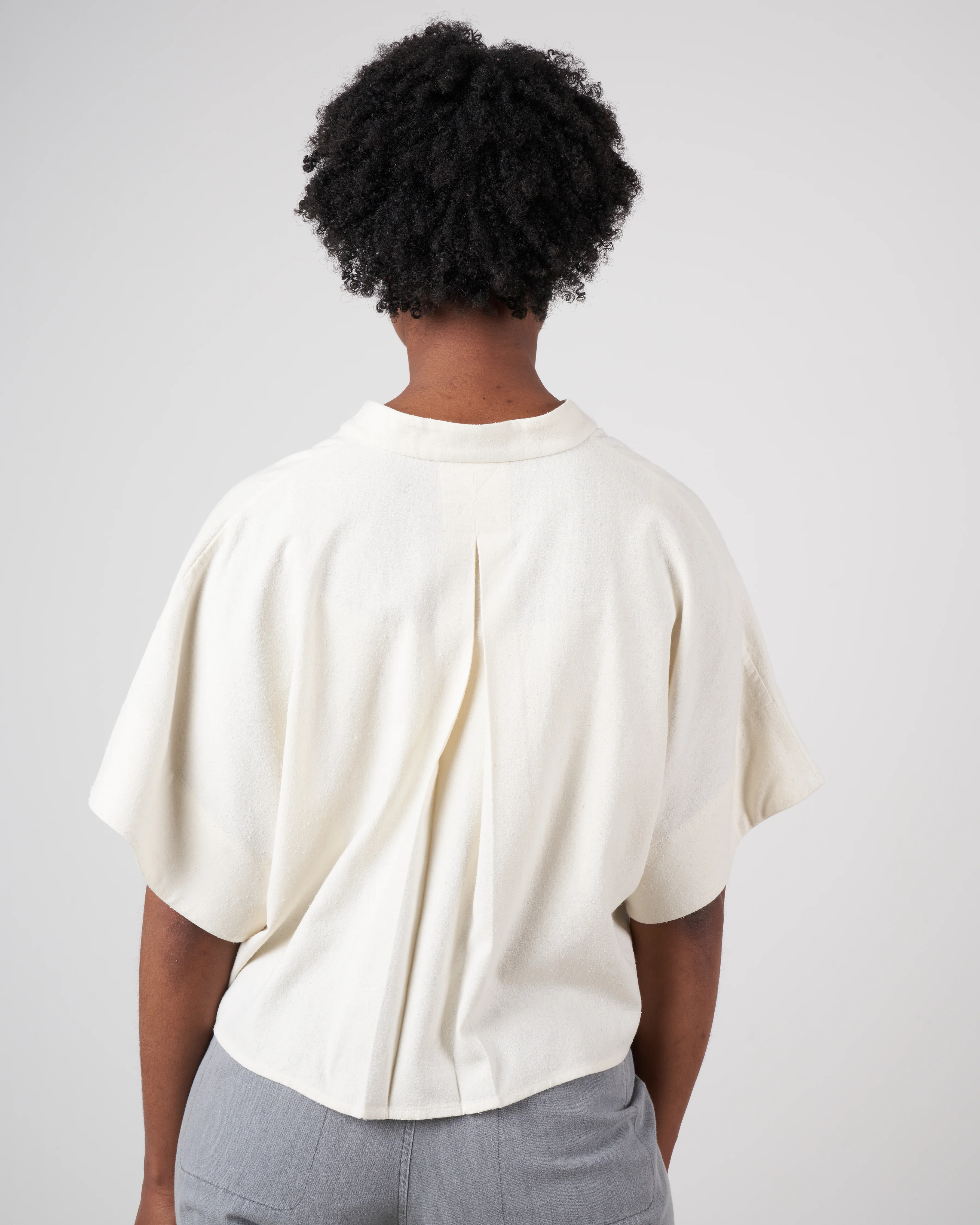 raw silk mandarin top - off white - Image 3
