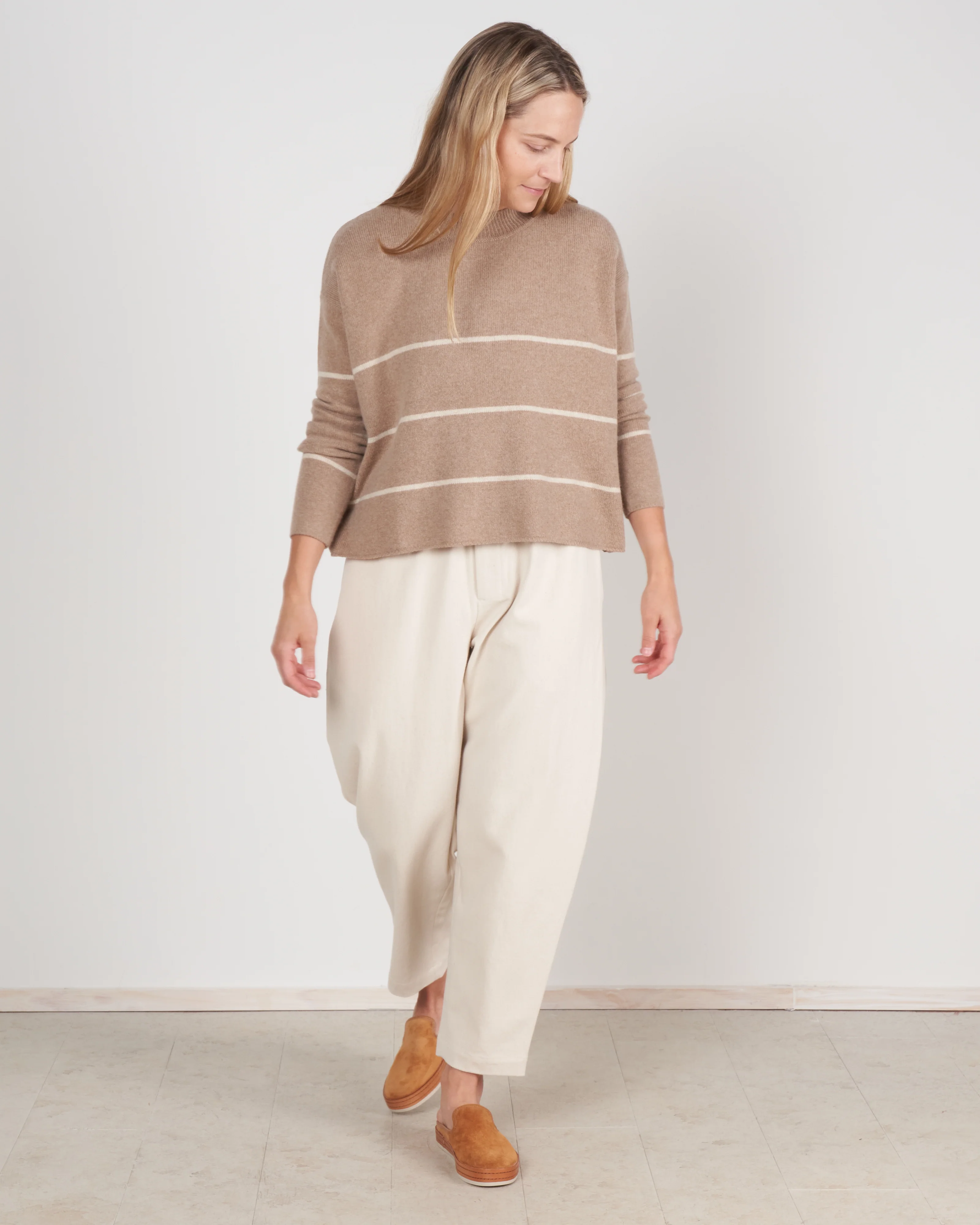 relaxed striped sweater - oatmeal - Image 2