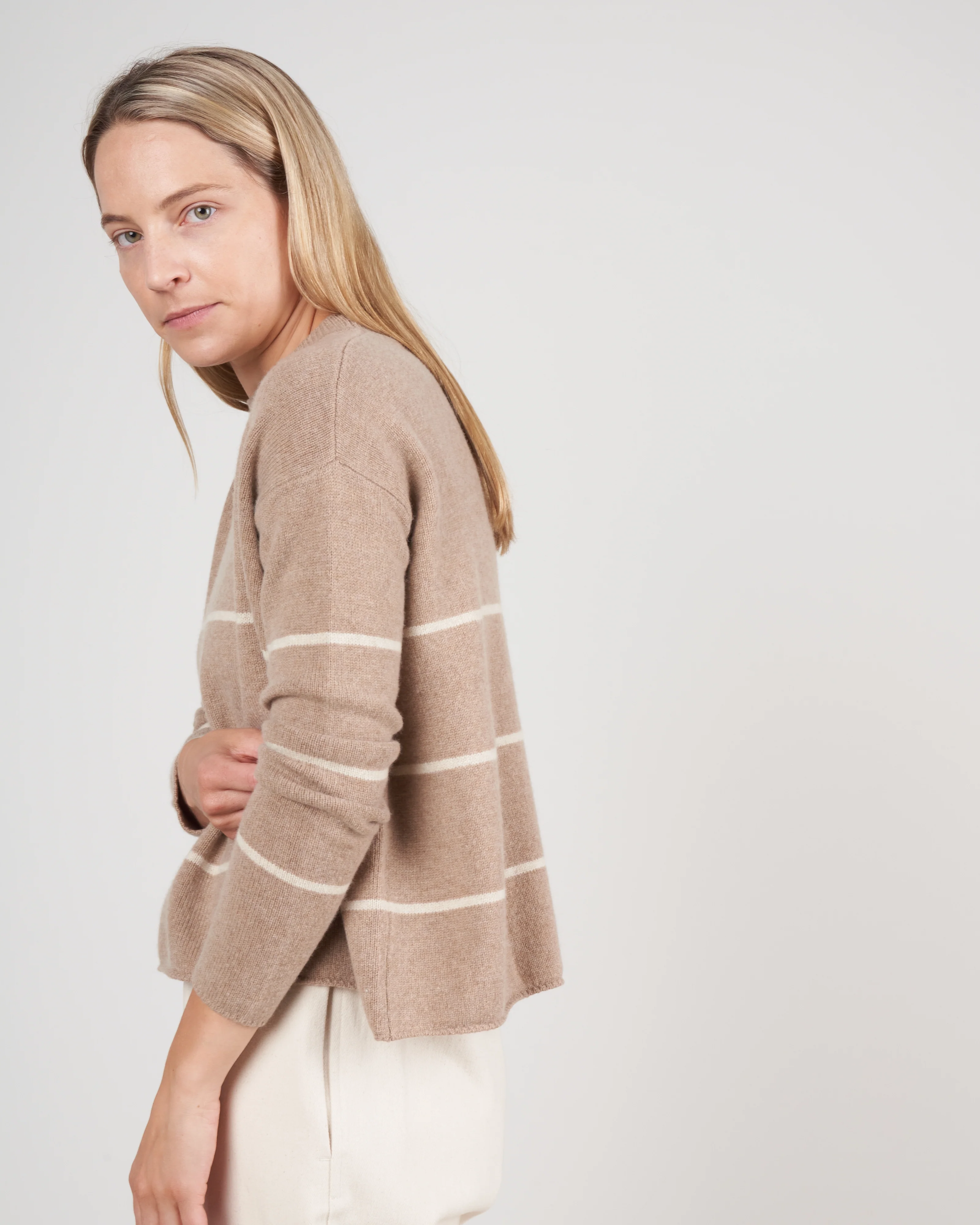 relaxed striped sweater - oatmeal - Image 4