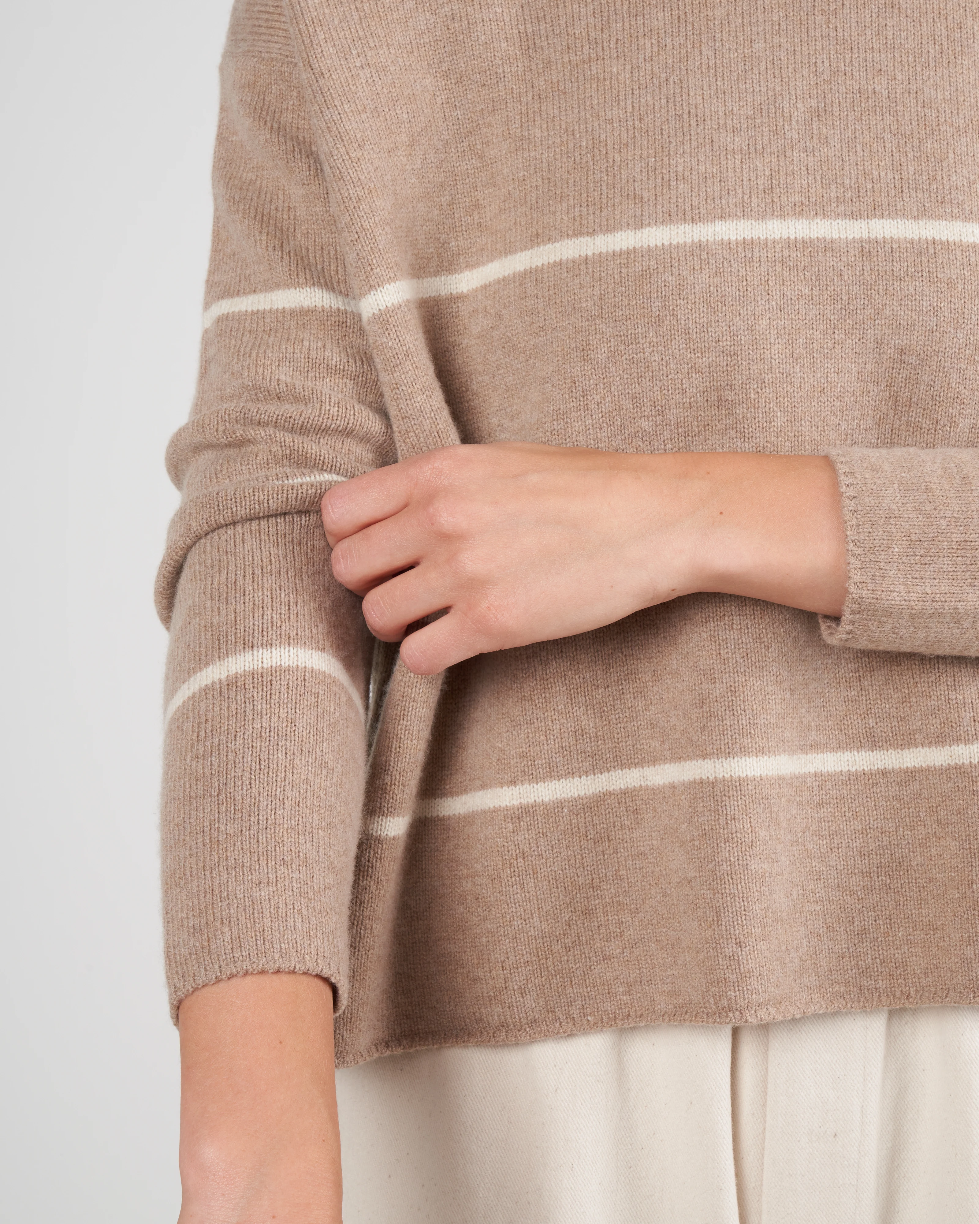 relaxed striped sweater - oatmeal - Image 5