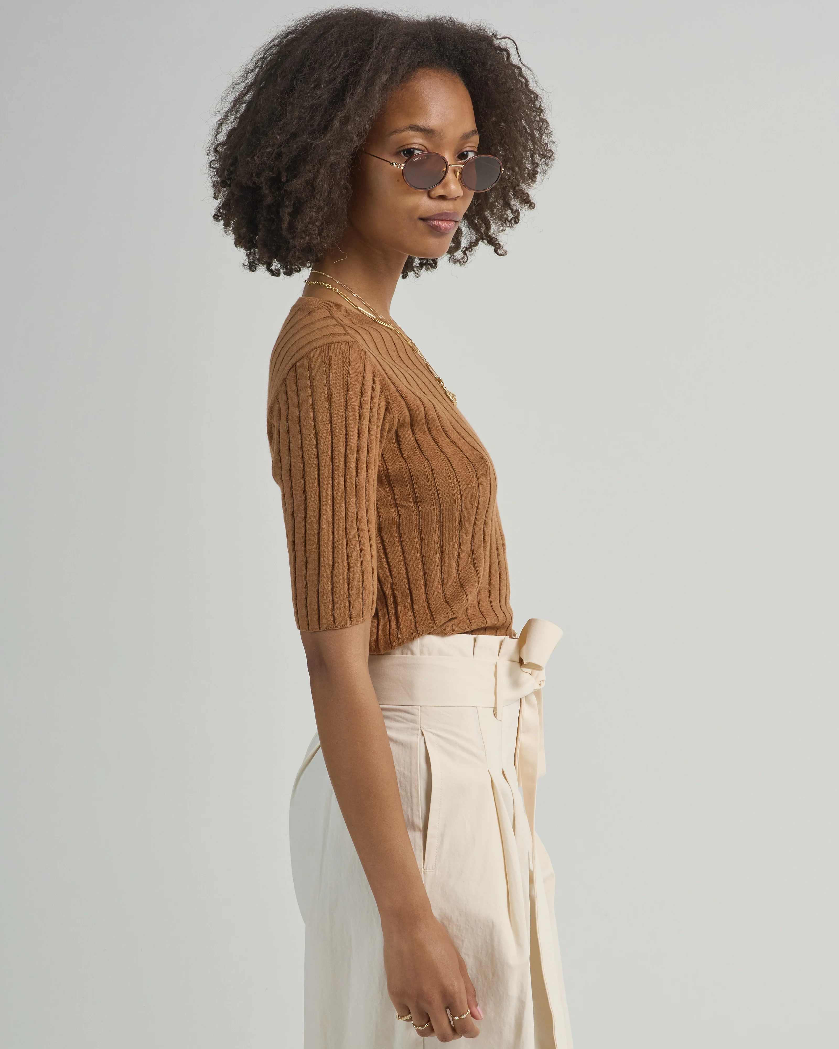 ribbed short sleeve sweater top - Image 3