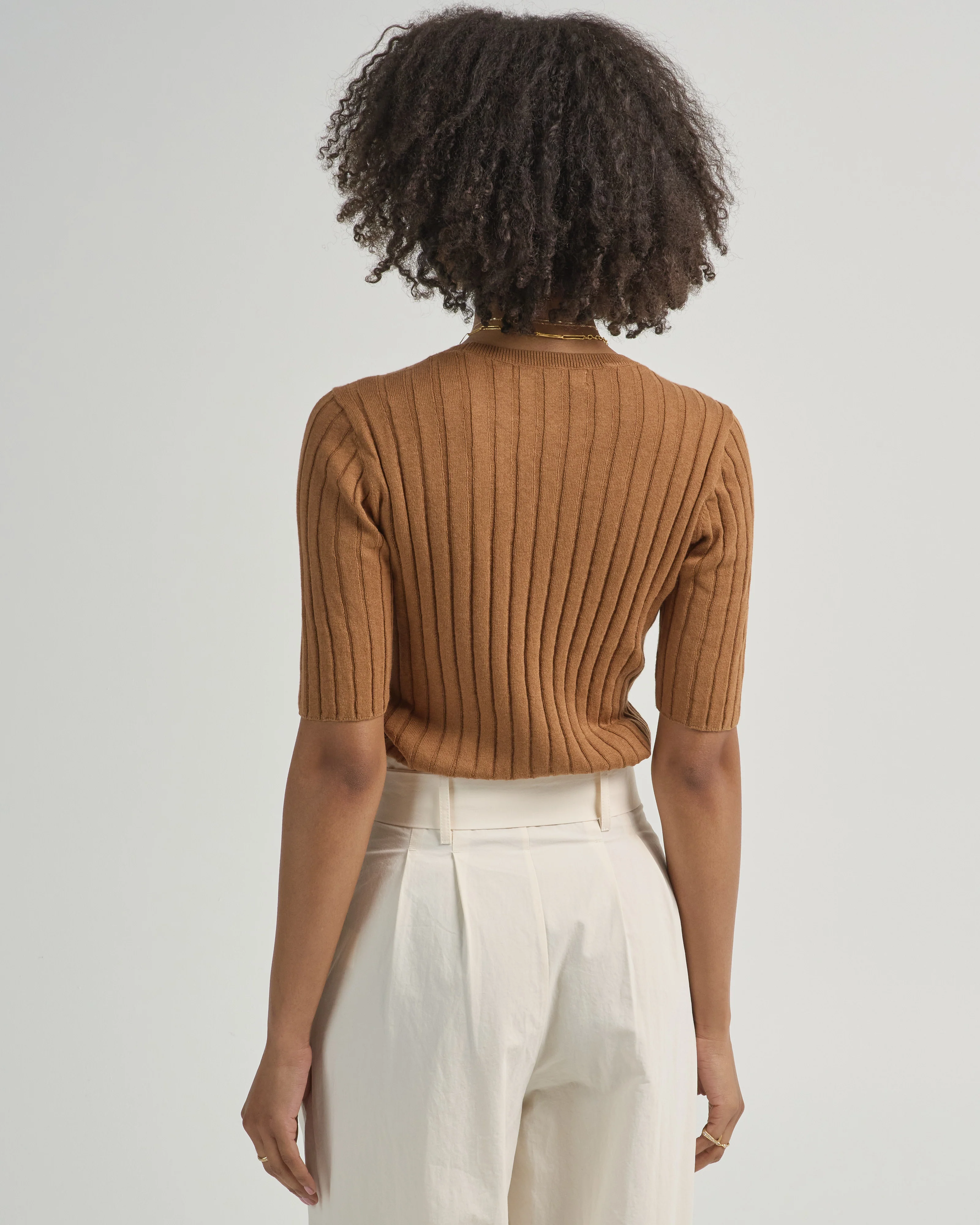 ribbed short sleeve sweater top - Image 4