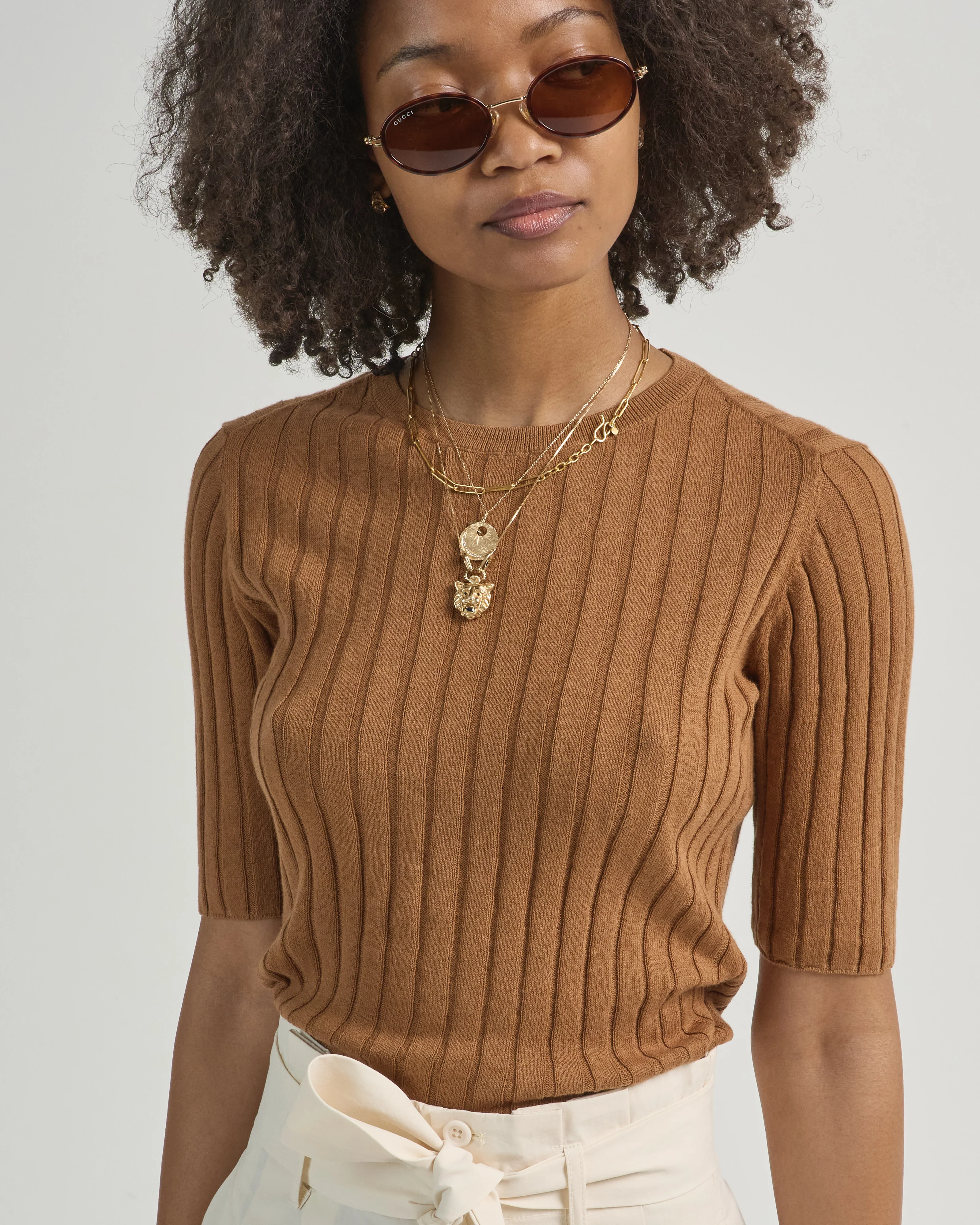 ribbed short sleeve sweater top - Image 5