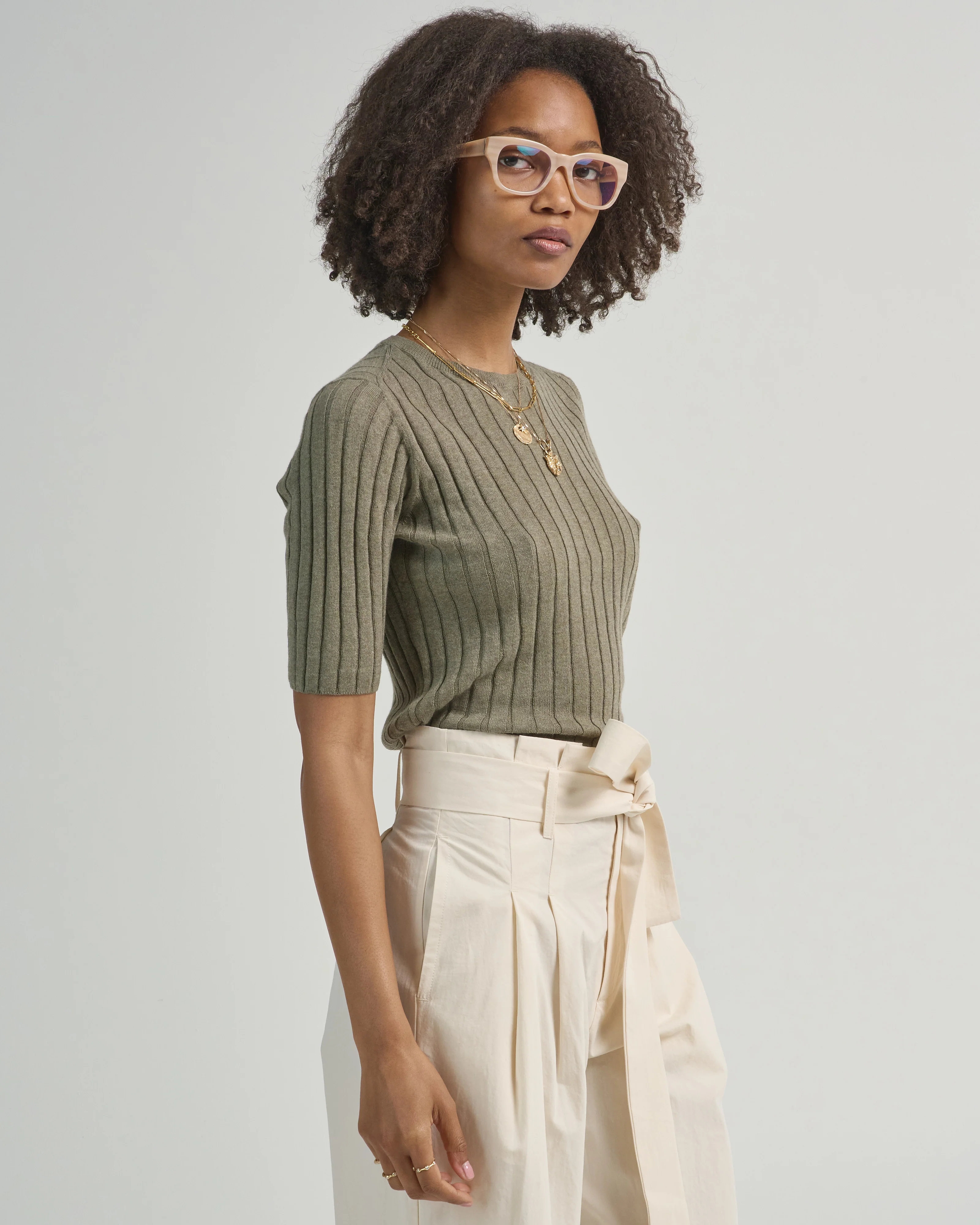 ribbed short sleeve sweater - Image 3