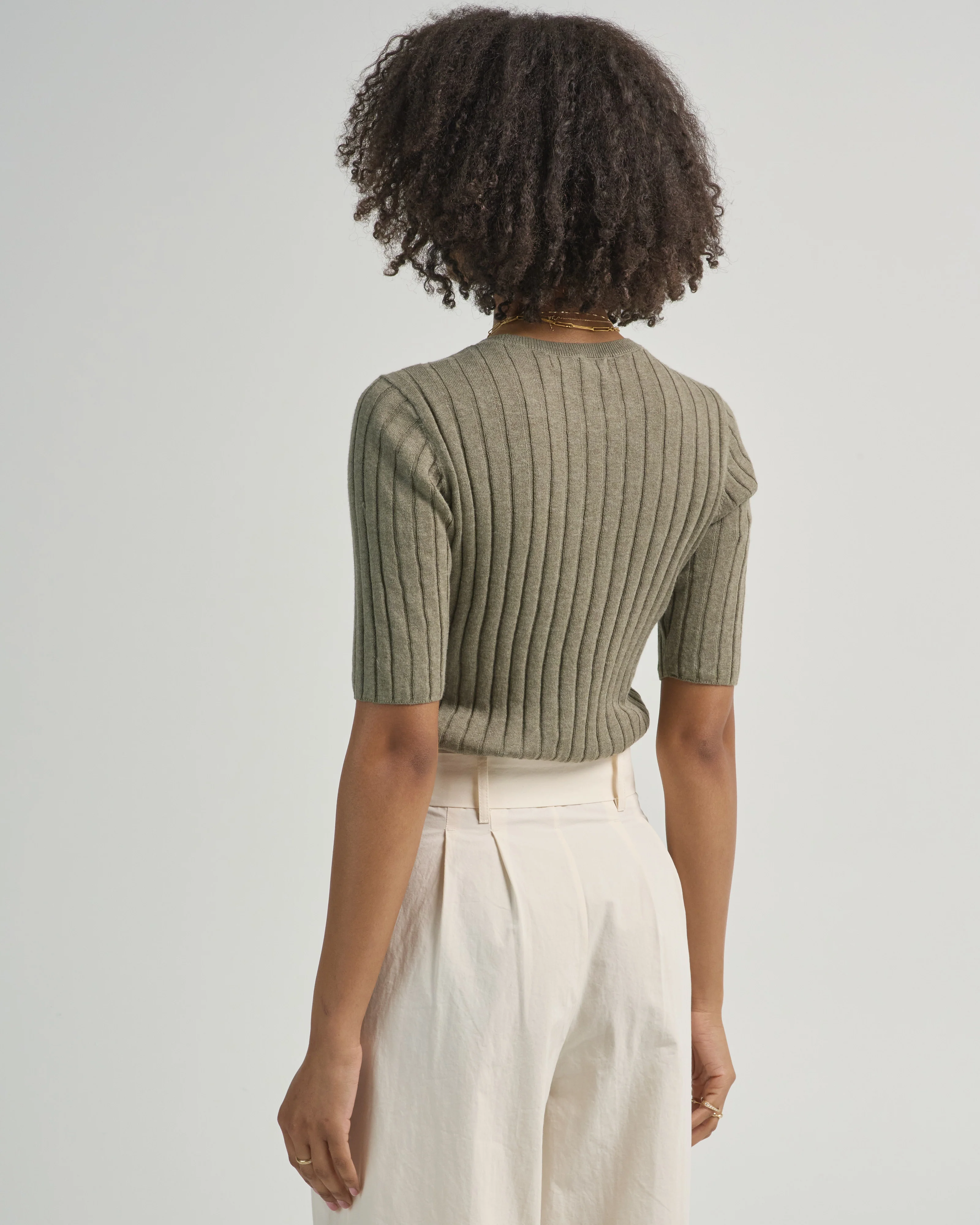 ribbed short sleeve sweater - Image 4
