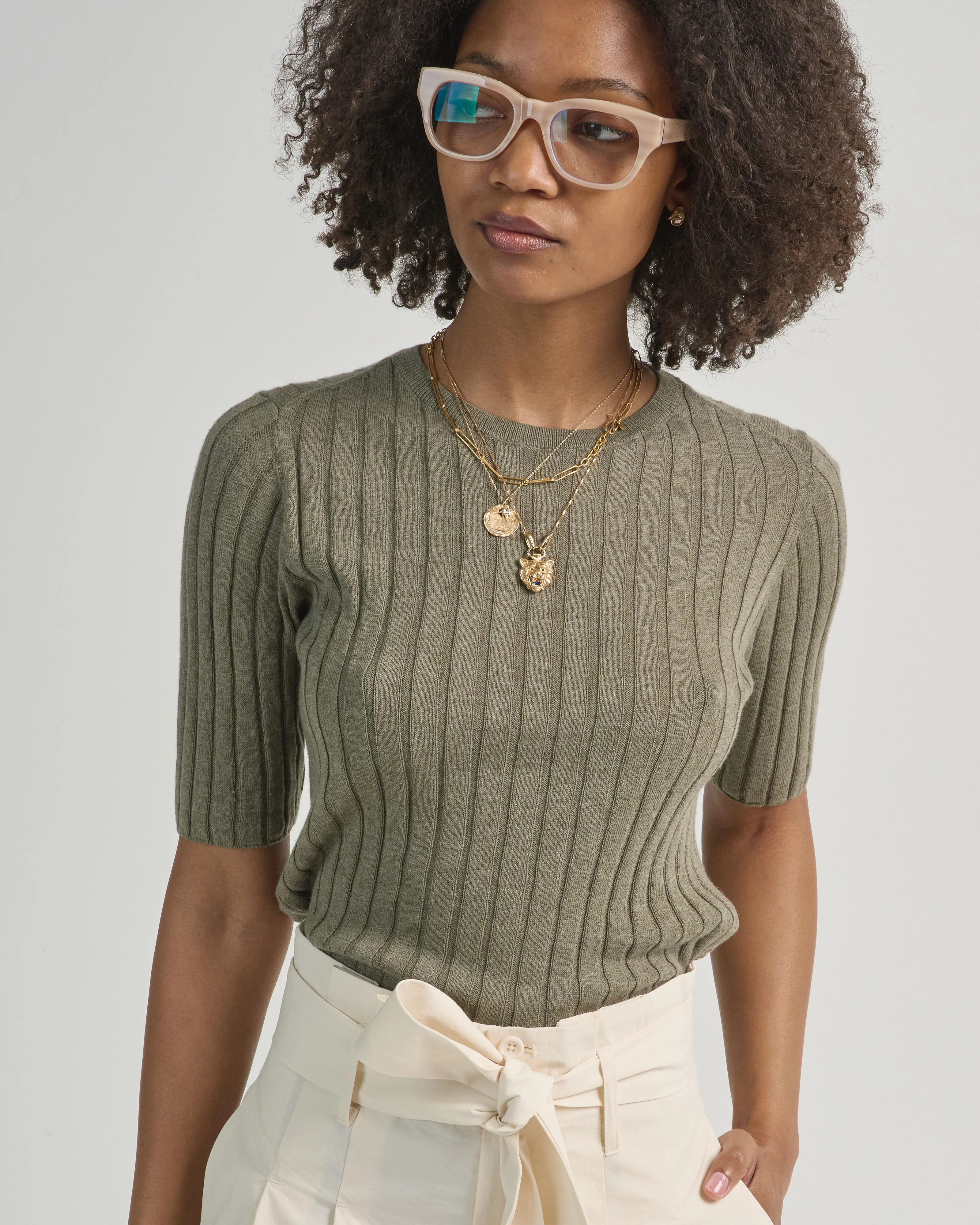 ribbed short sleeve sweater - Image 5
