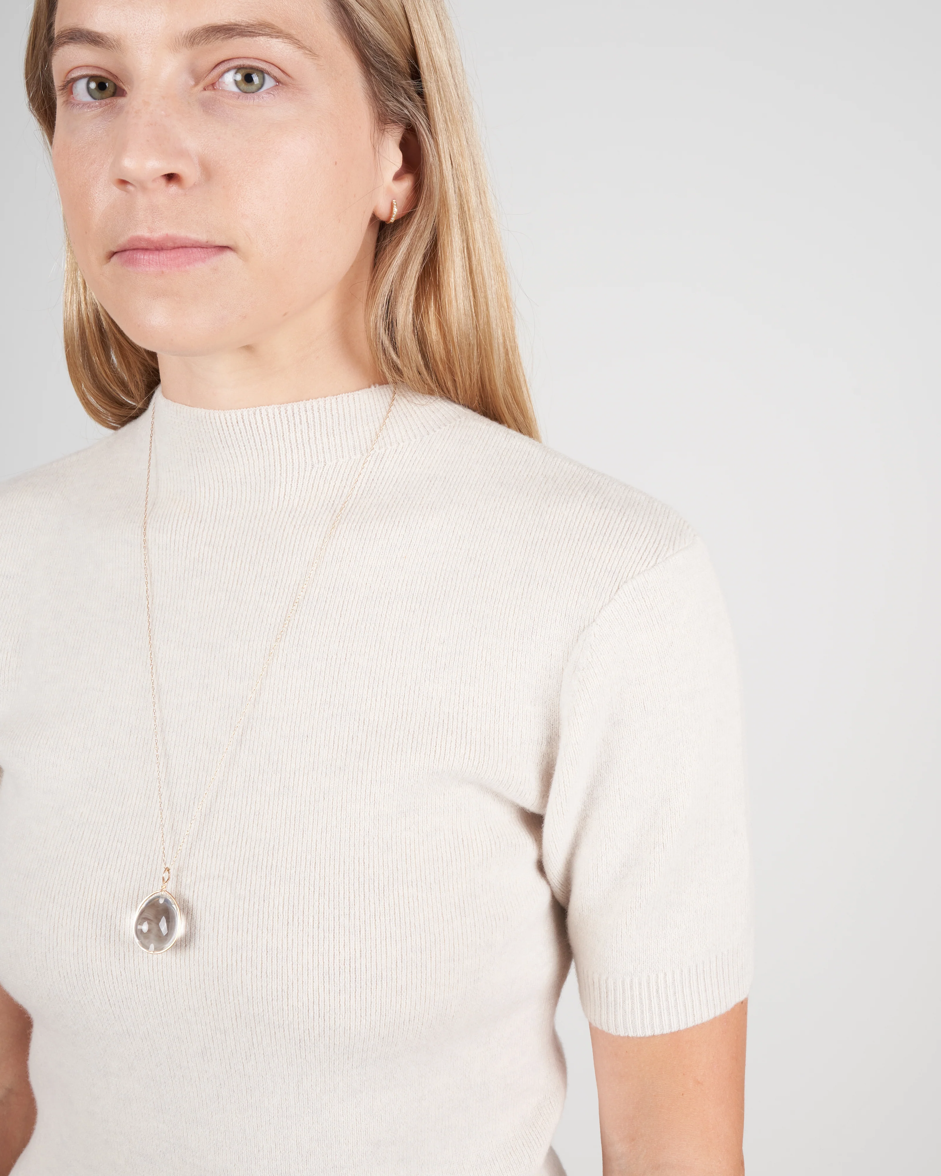 short sleeve mockneck top - off white - Image 5