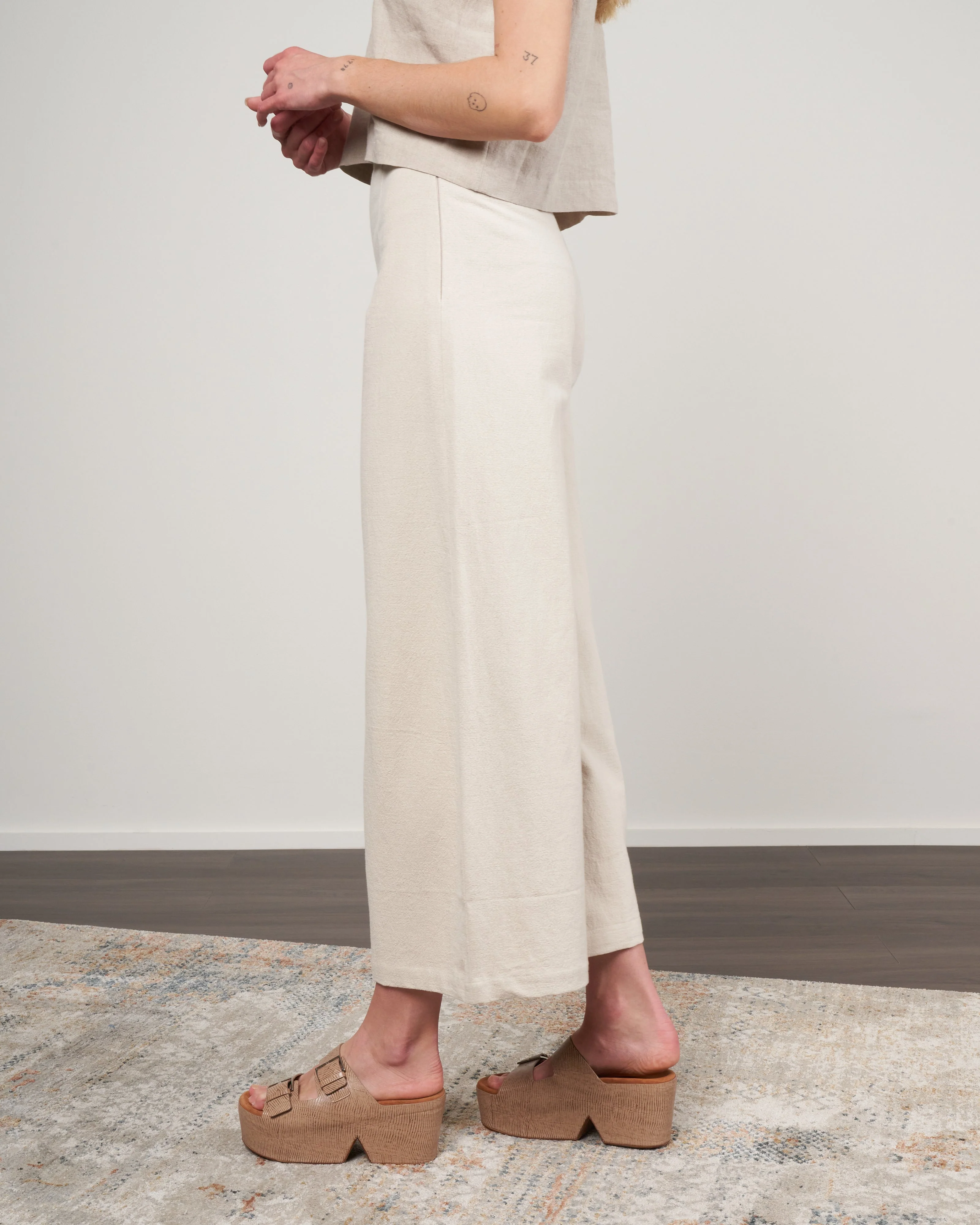 sig wide leg trouser - oatmeal - Image 3