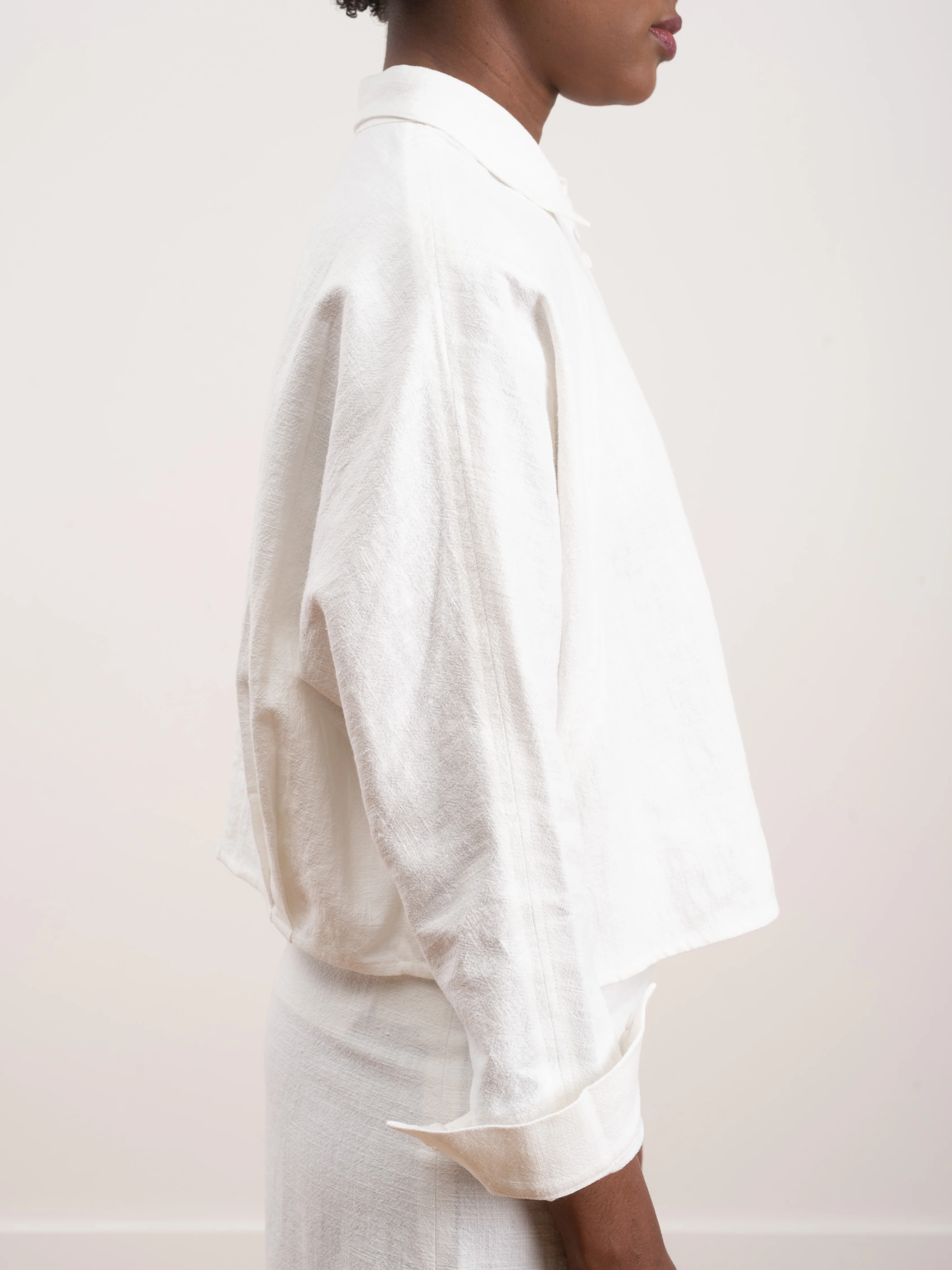 signature 3/4 crop shirt - off white - Image 3