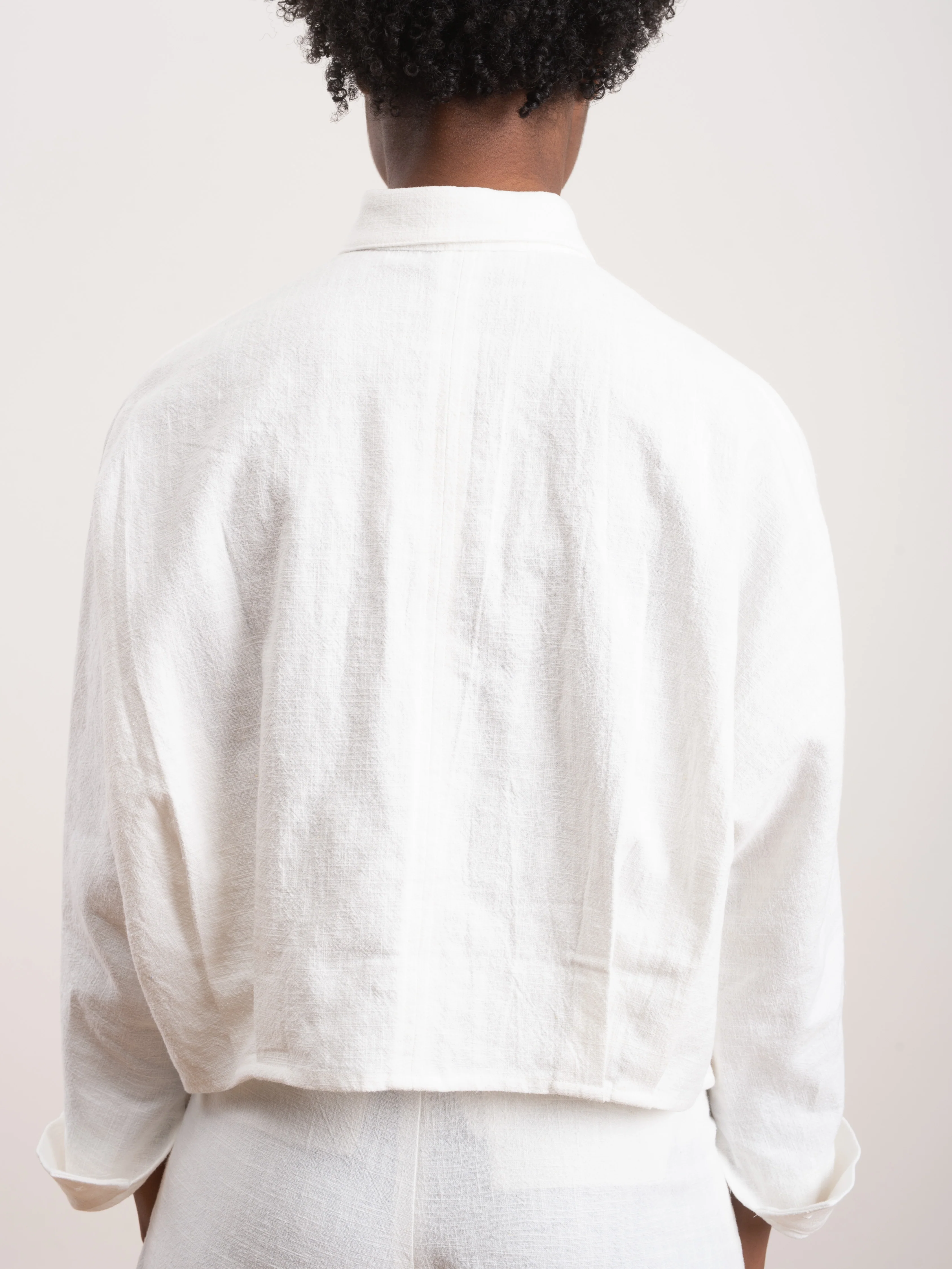 signature 3/4 crop shirt - off white - Image 4