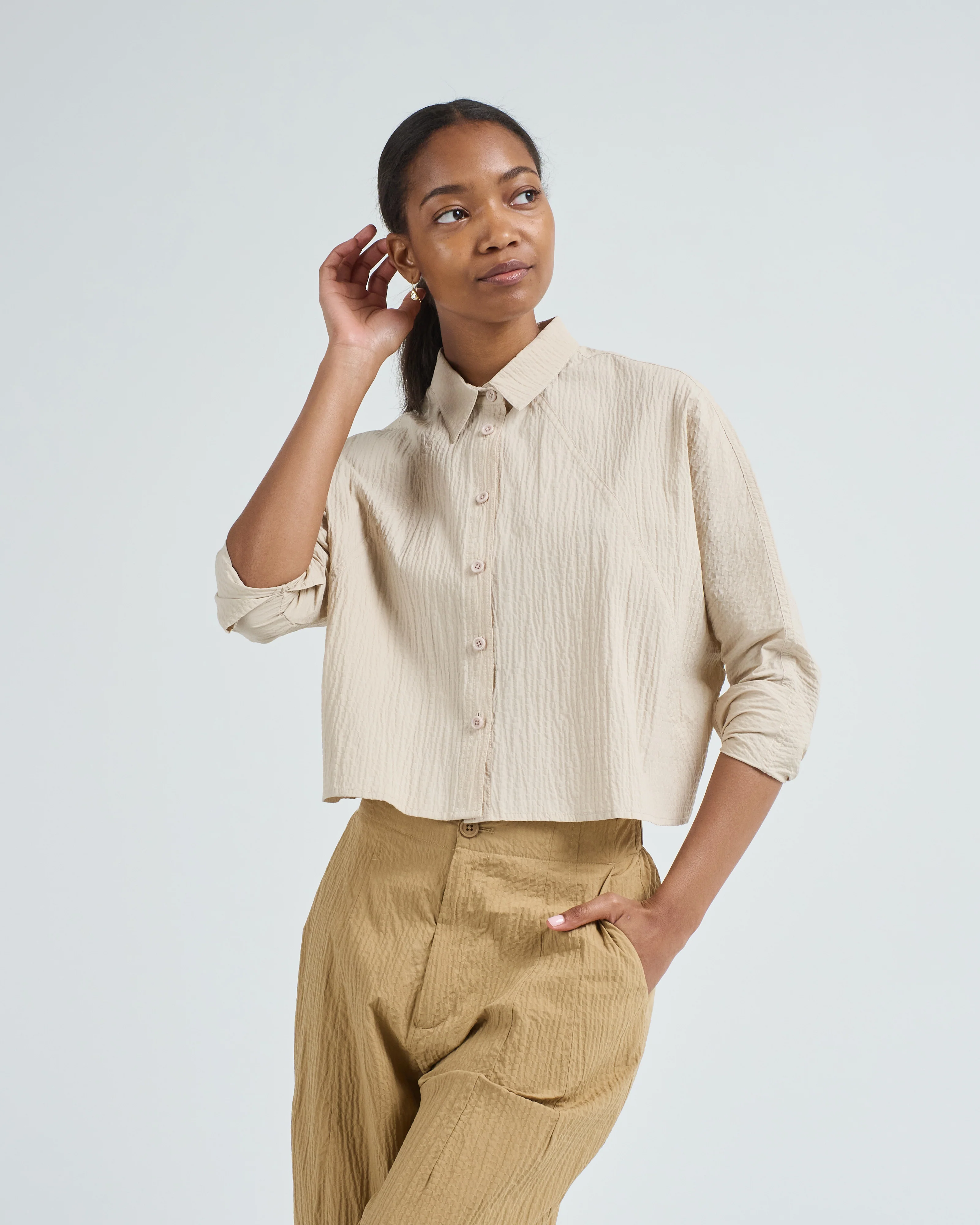 signature 3/4 cropped shirt jacket - Image 3