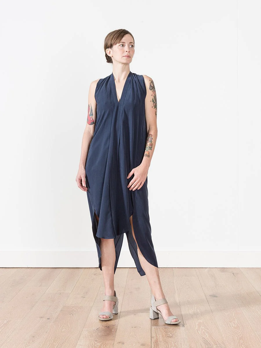 origami dress - navy