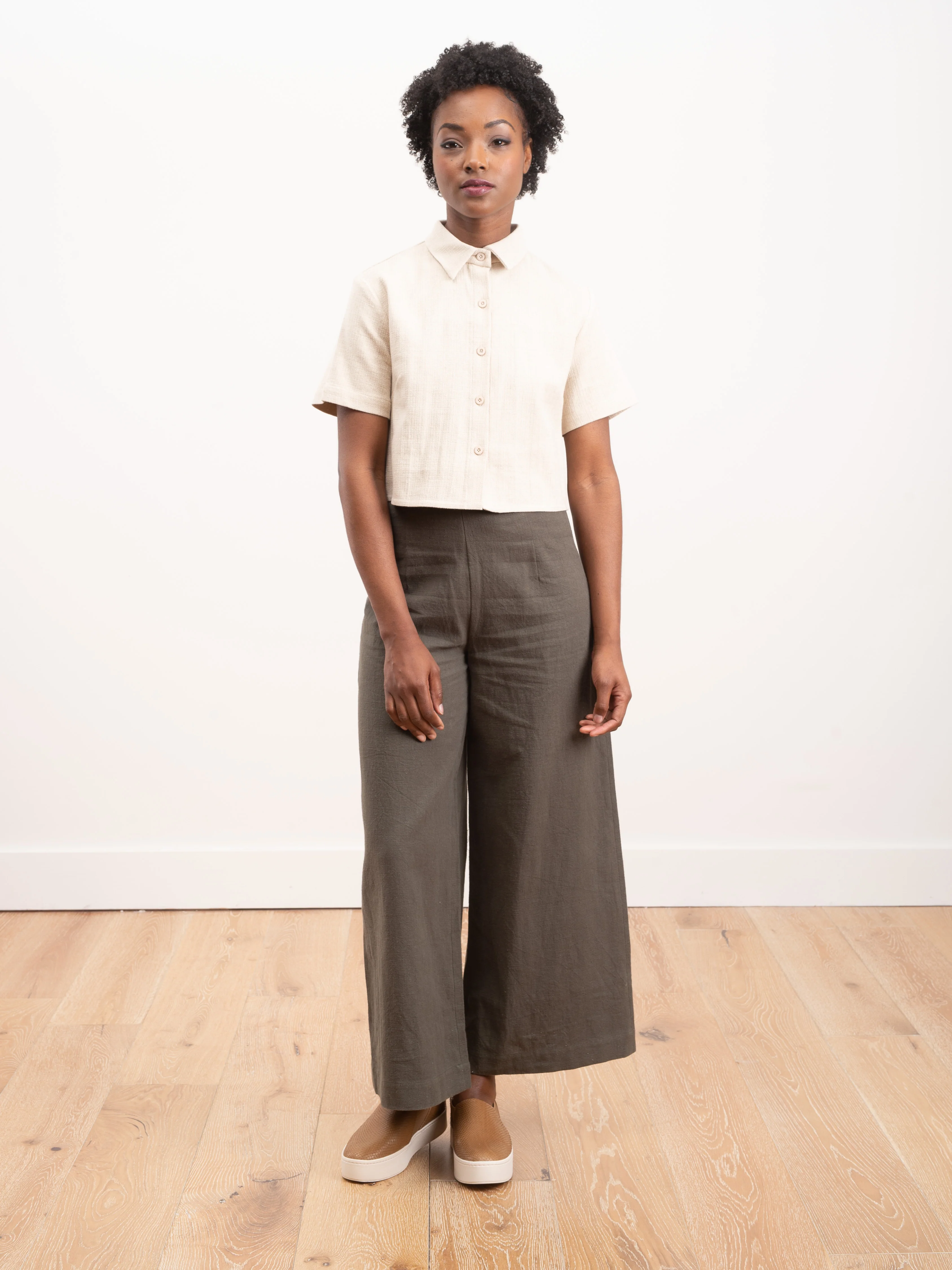 signature wide leg trouser - olive