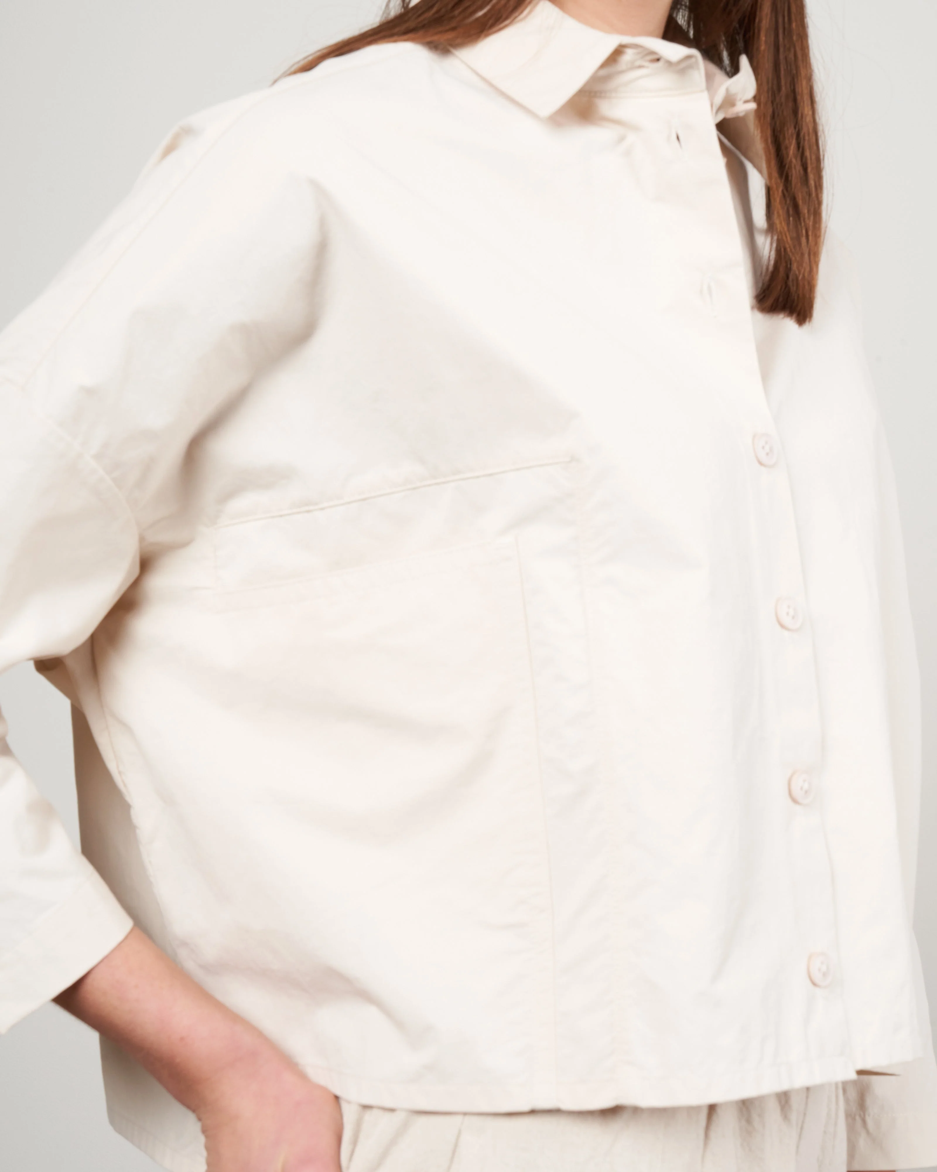 single pocket shirt jacket - bone white - Image 5