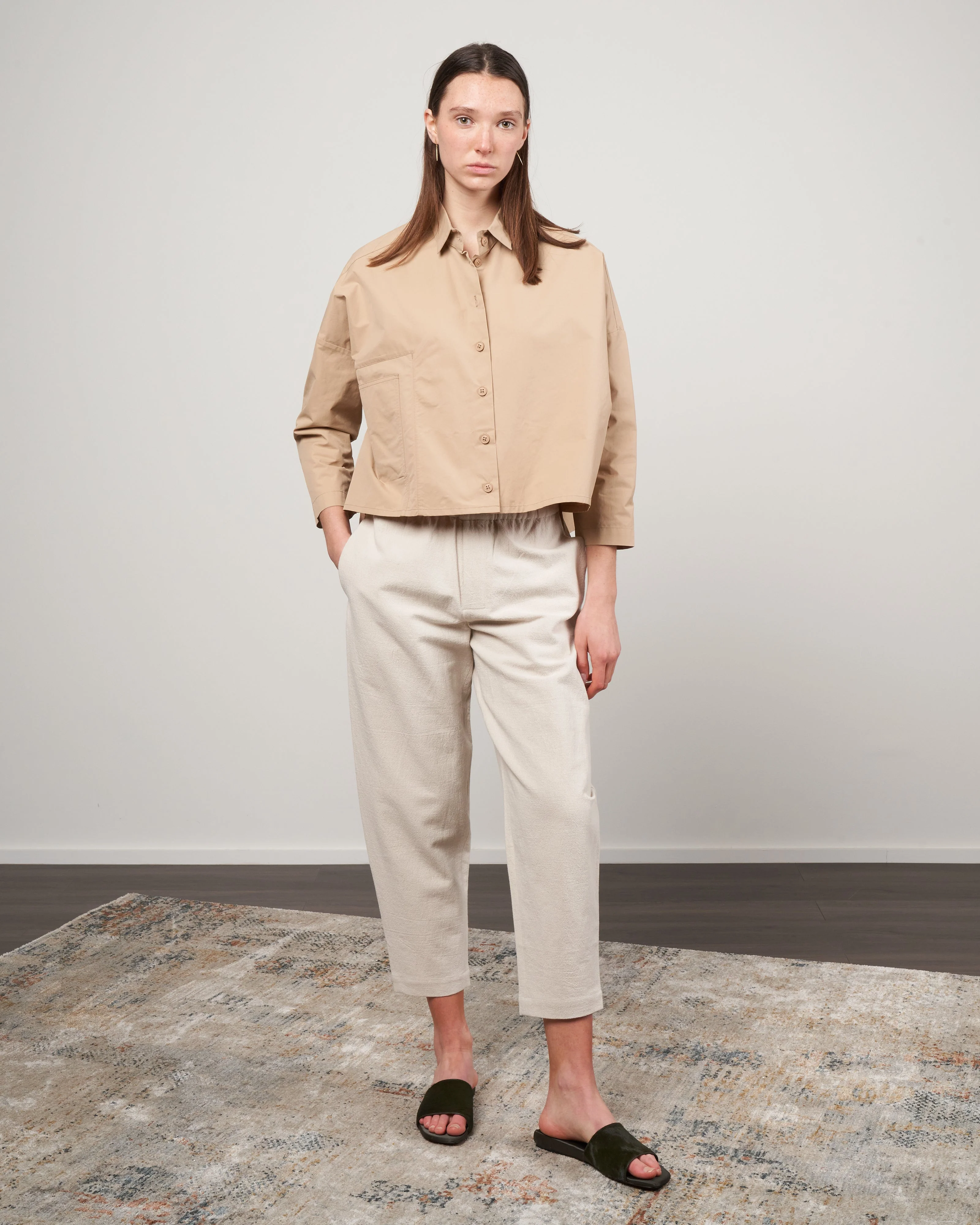 single pocket shirt jacket - tan - Image 2