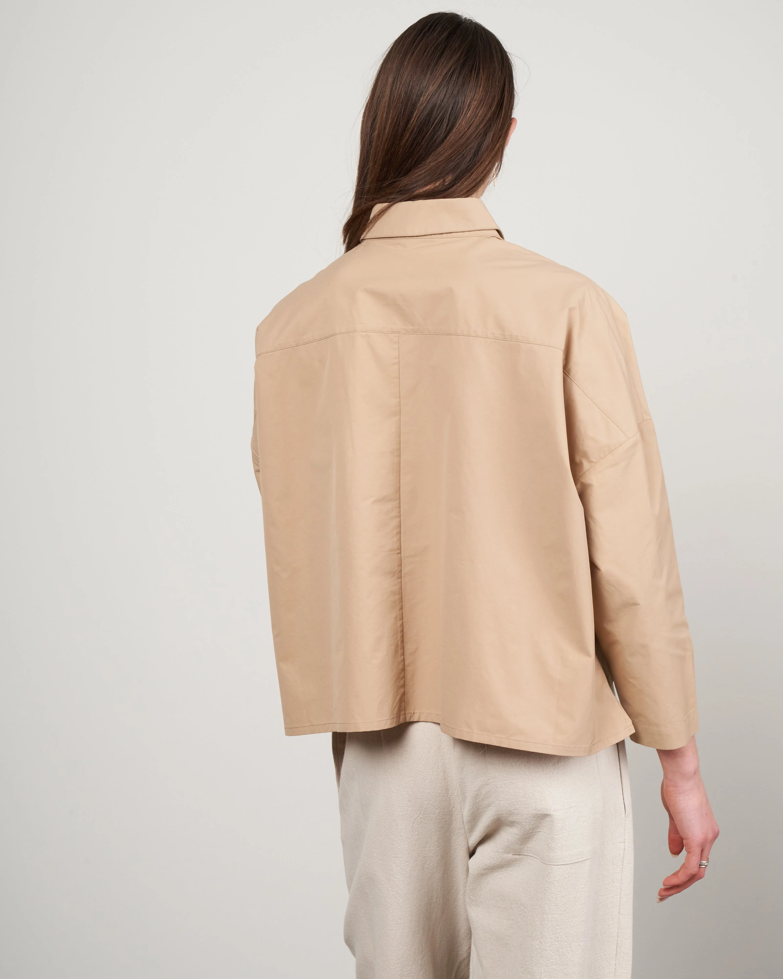 single pocket shirt jacket - tan - Image 4