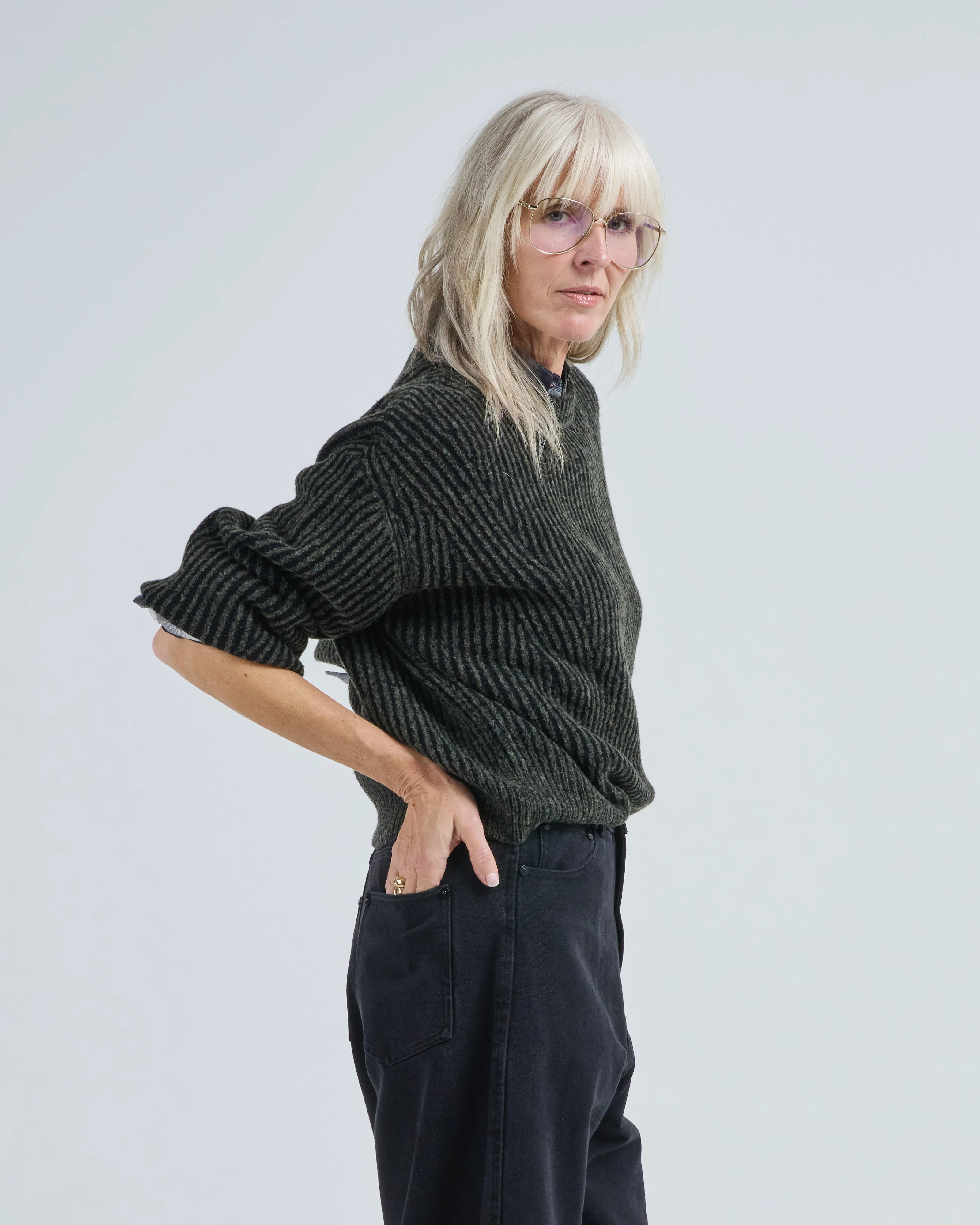 stripe poet sleeve sweater - Image 3
