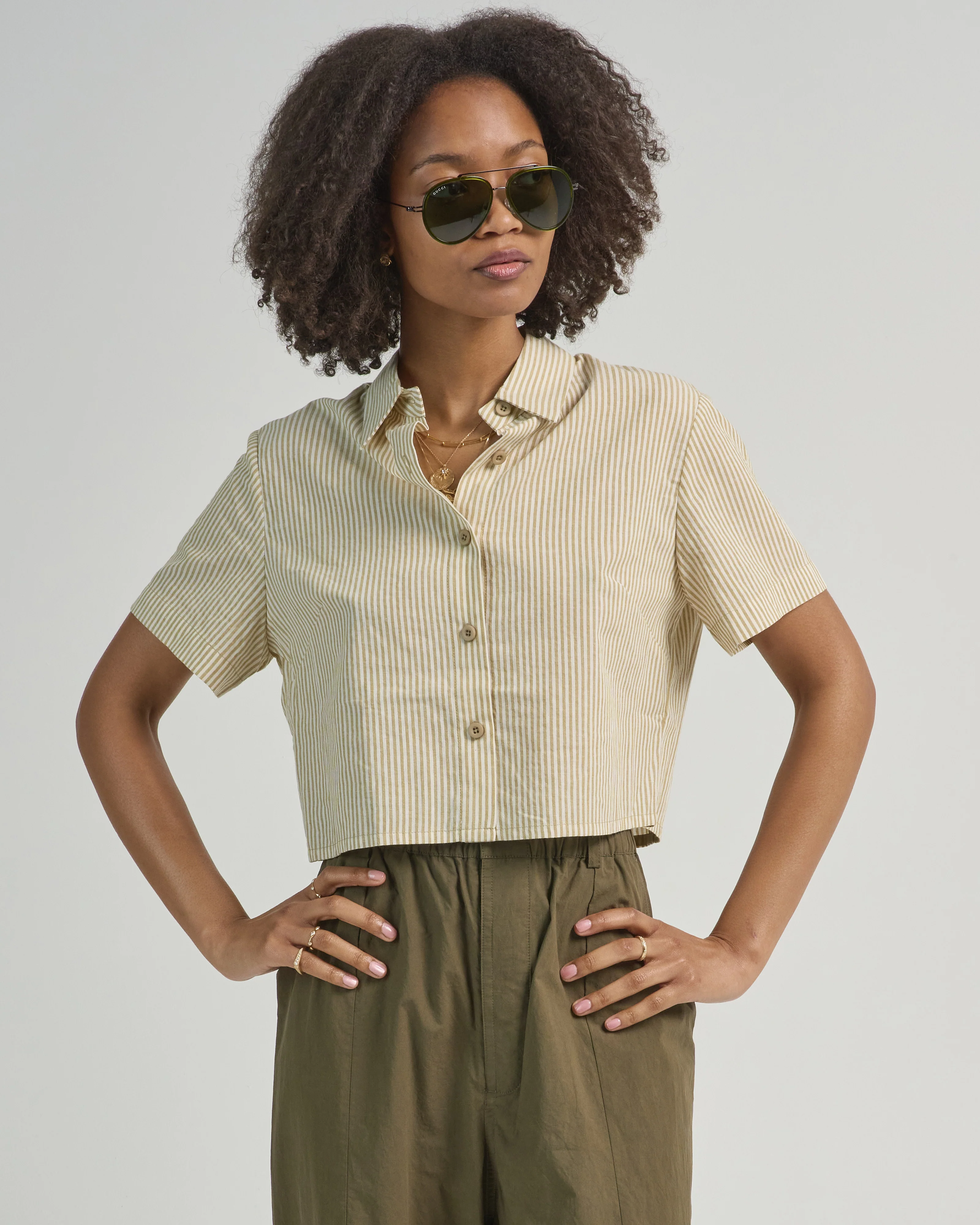 striped cropped shirt - Image 3