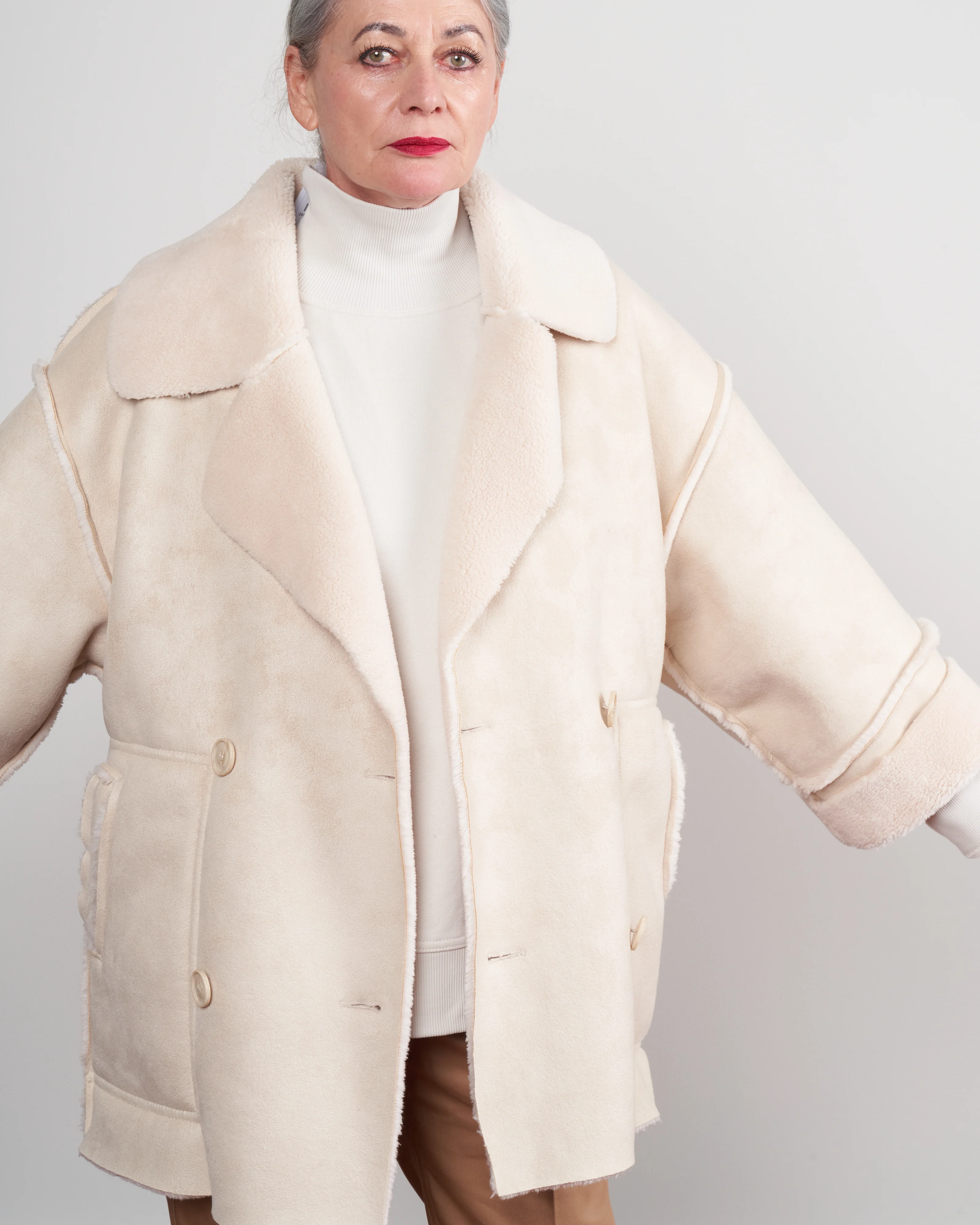 suede short coat - off white - Image 4