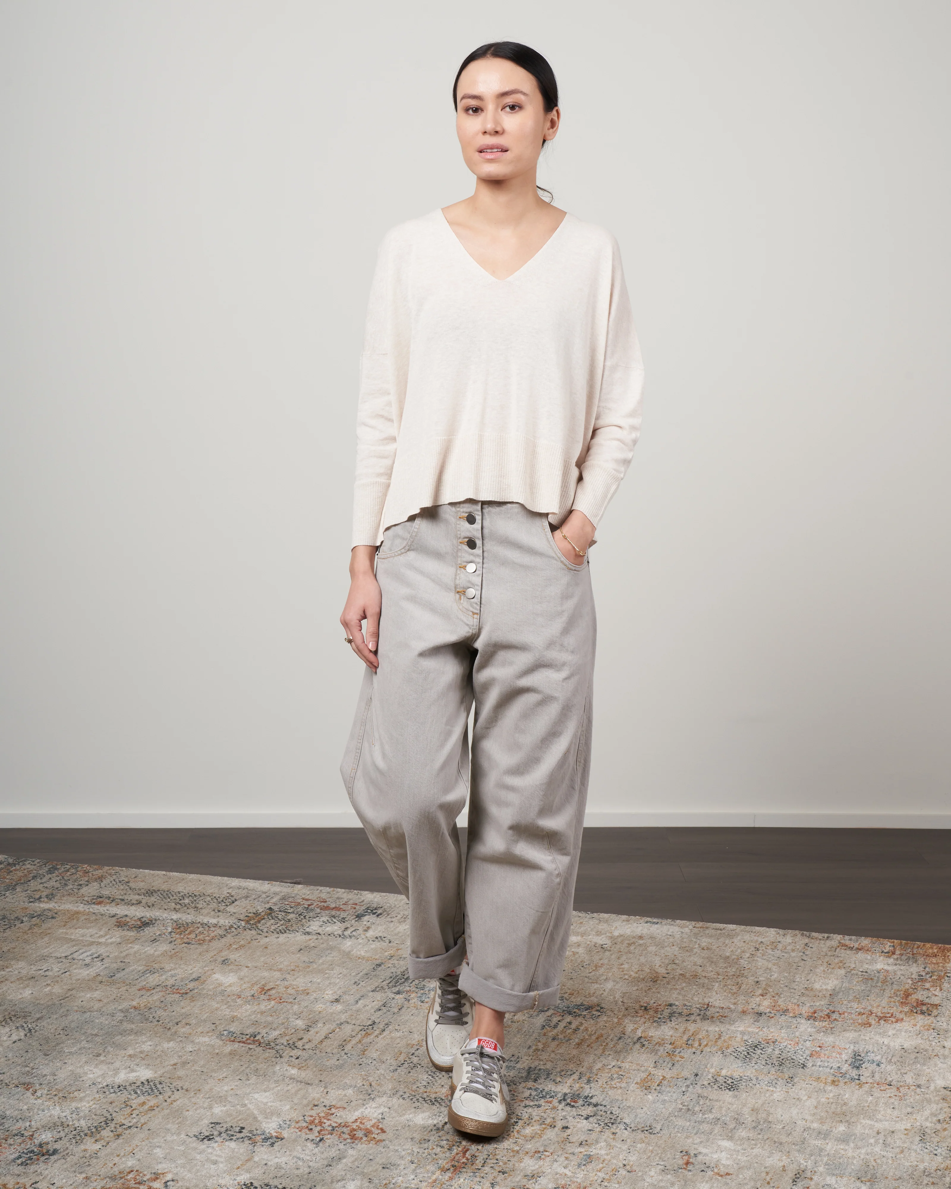 summer vneck sweater - taupe - Image 2