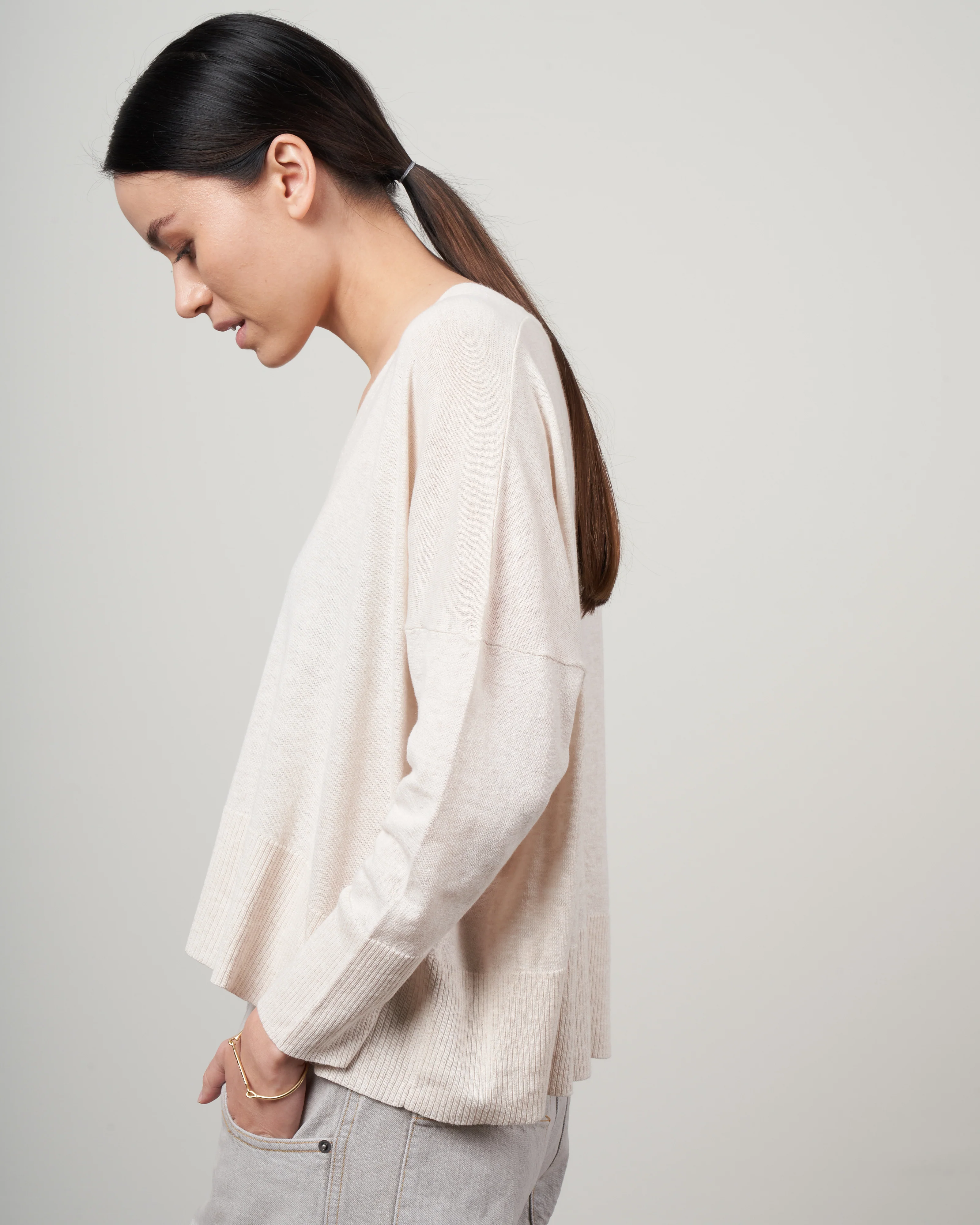 summer vneck sweater - taupe - Image 3