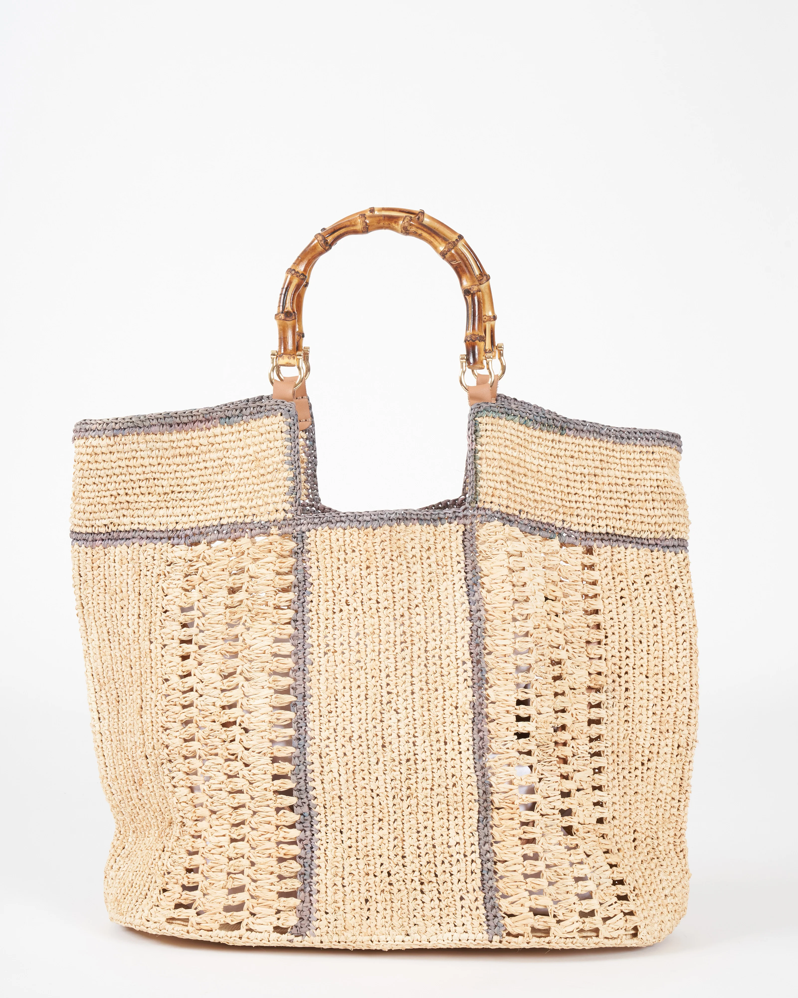 tampico bic tote with bamboo handles - naturel lagon - Image 3
