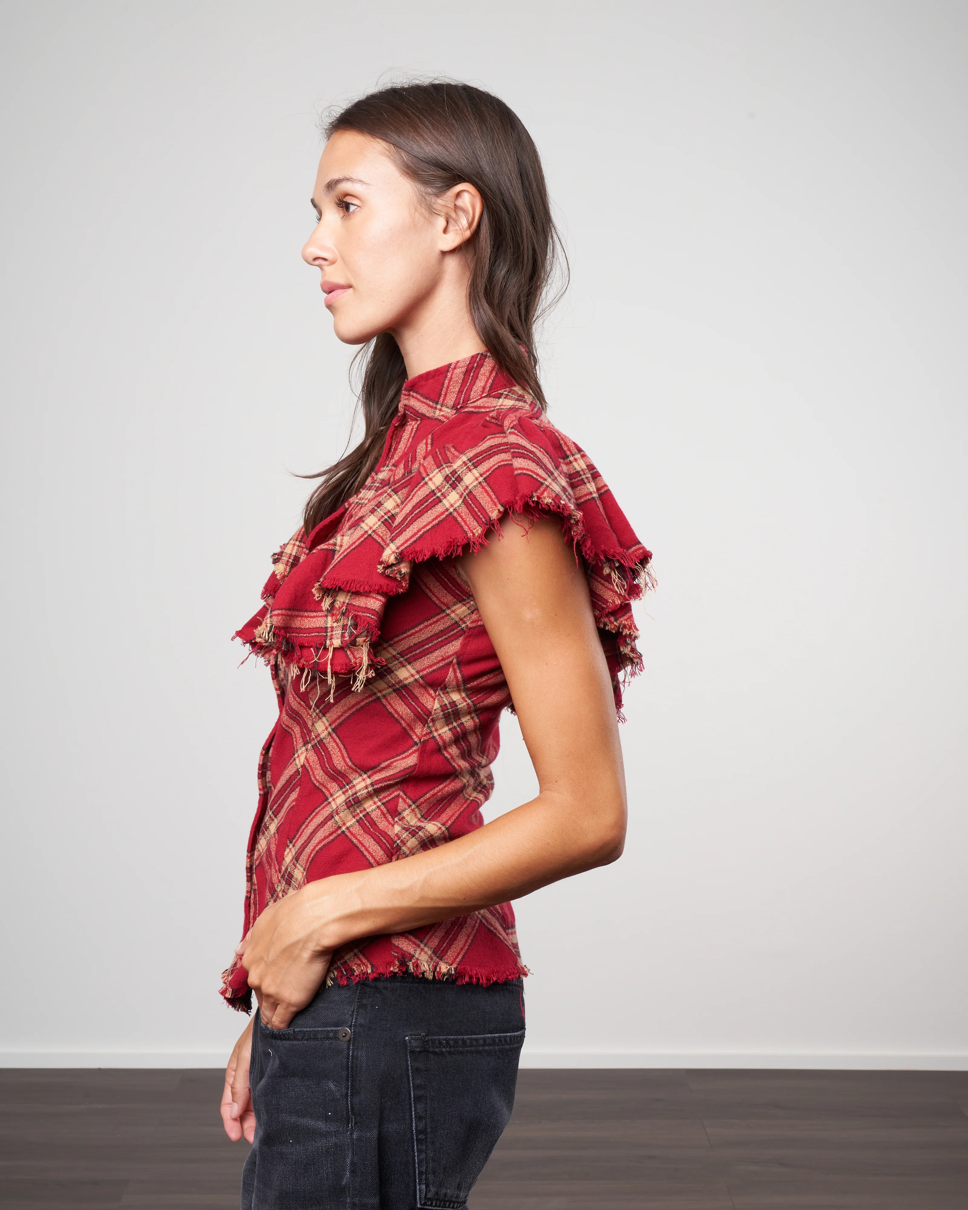 charlotte flannel shirt - cranberry - Image 3