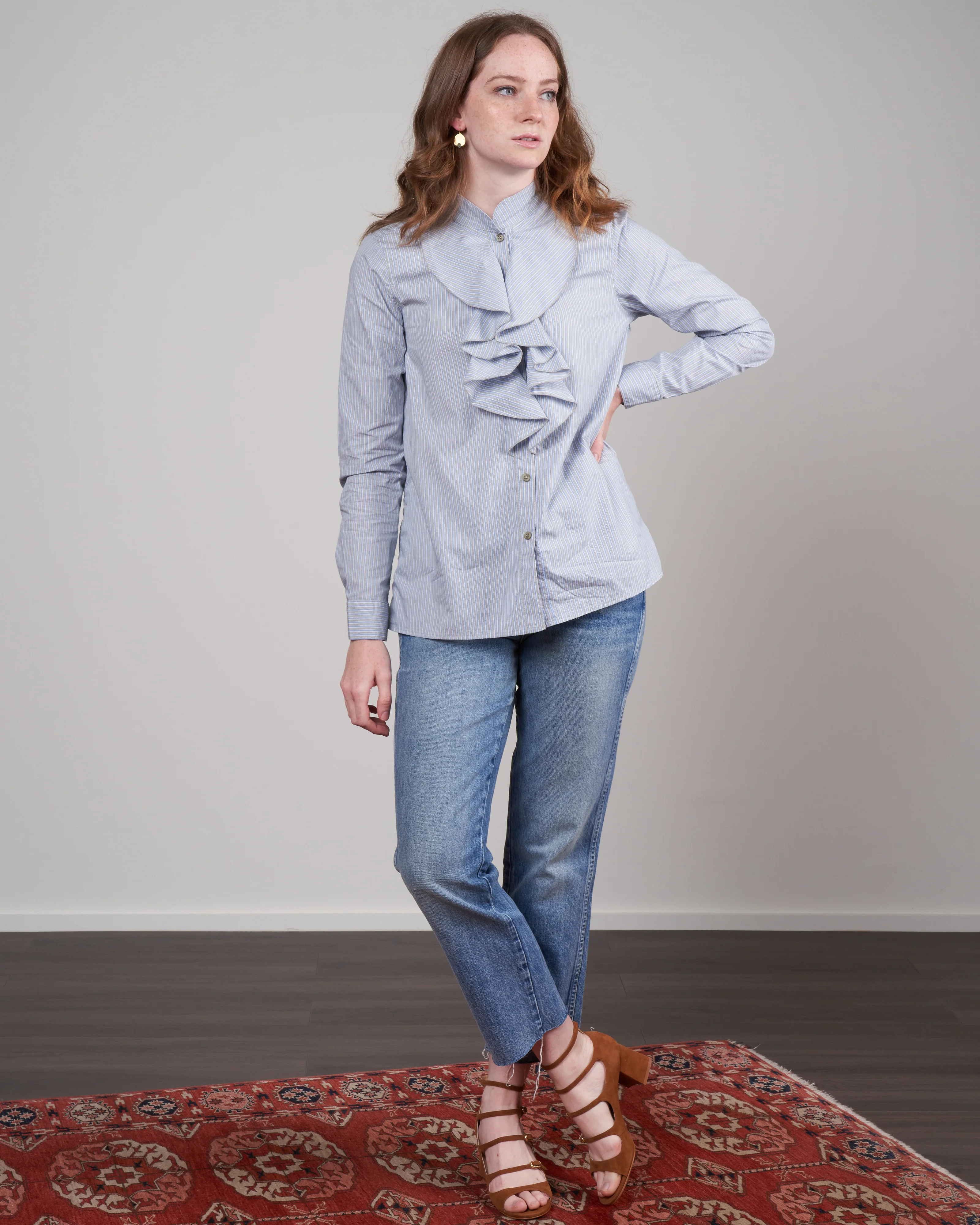 chloe poplin top - blue - Image 2