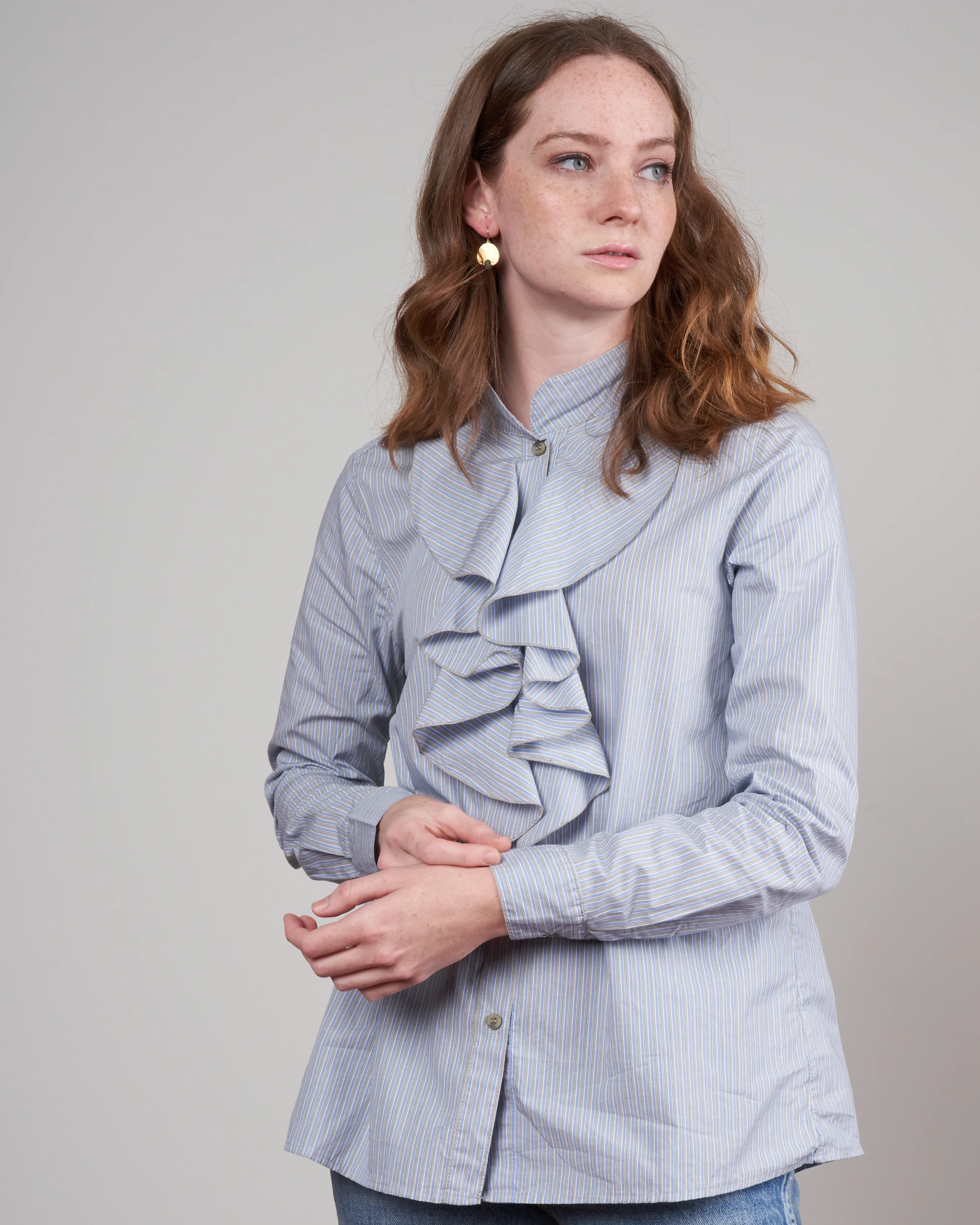 chloe poplin top - blue - Image 3