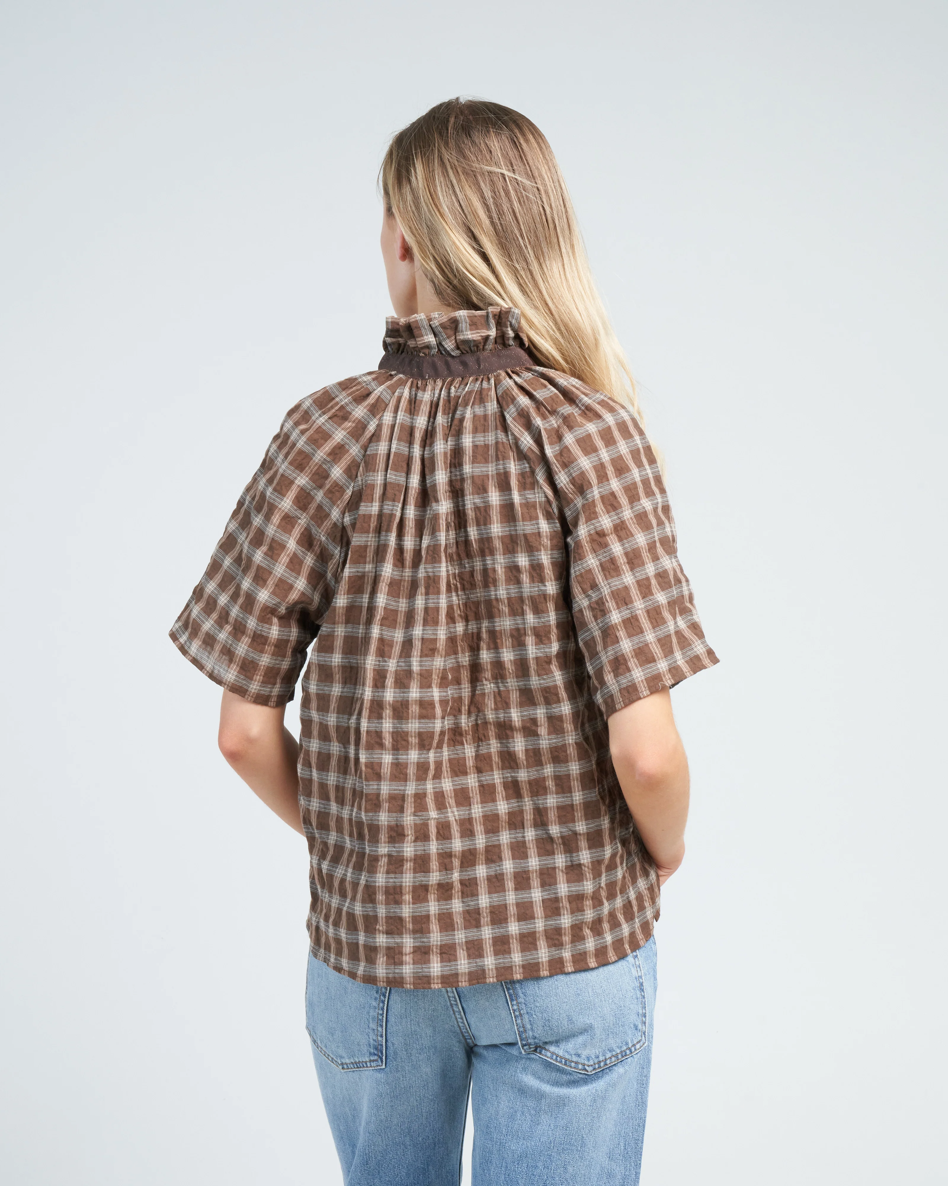 margot plaid top - hazelnut - Image 4
