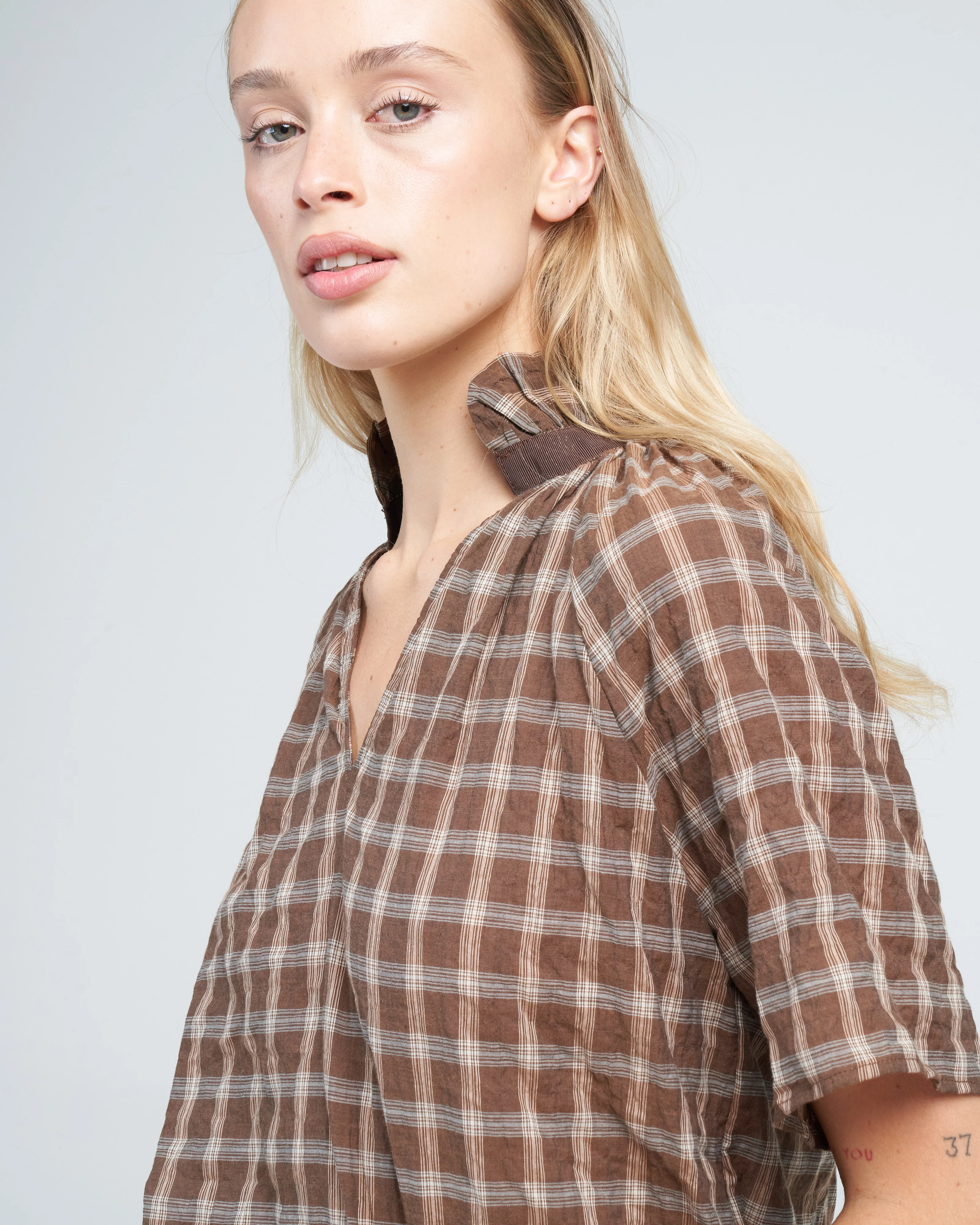 margot plaid top - hazelnut - Image 5
