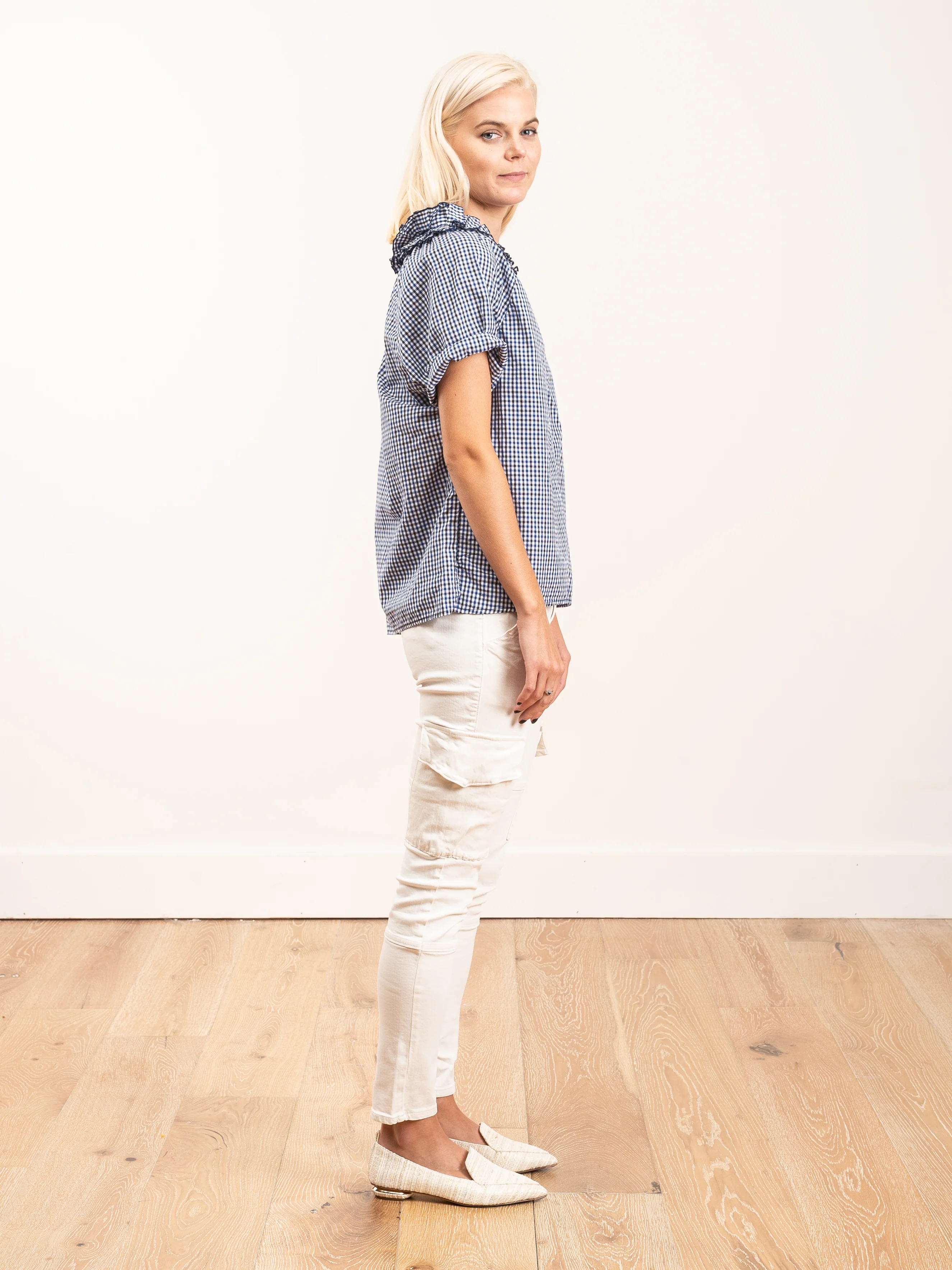 margot shirt - navy gingham - Image 2